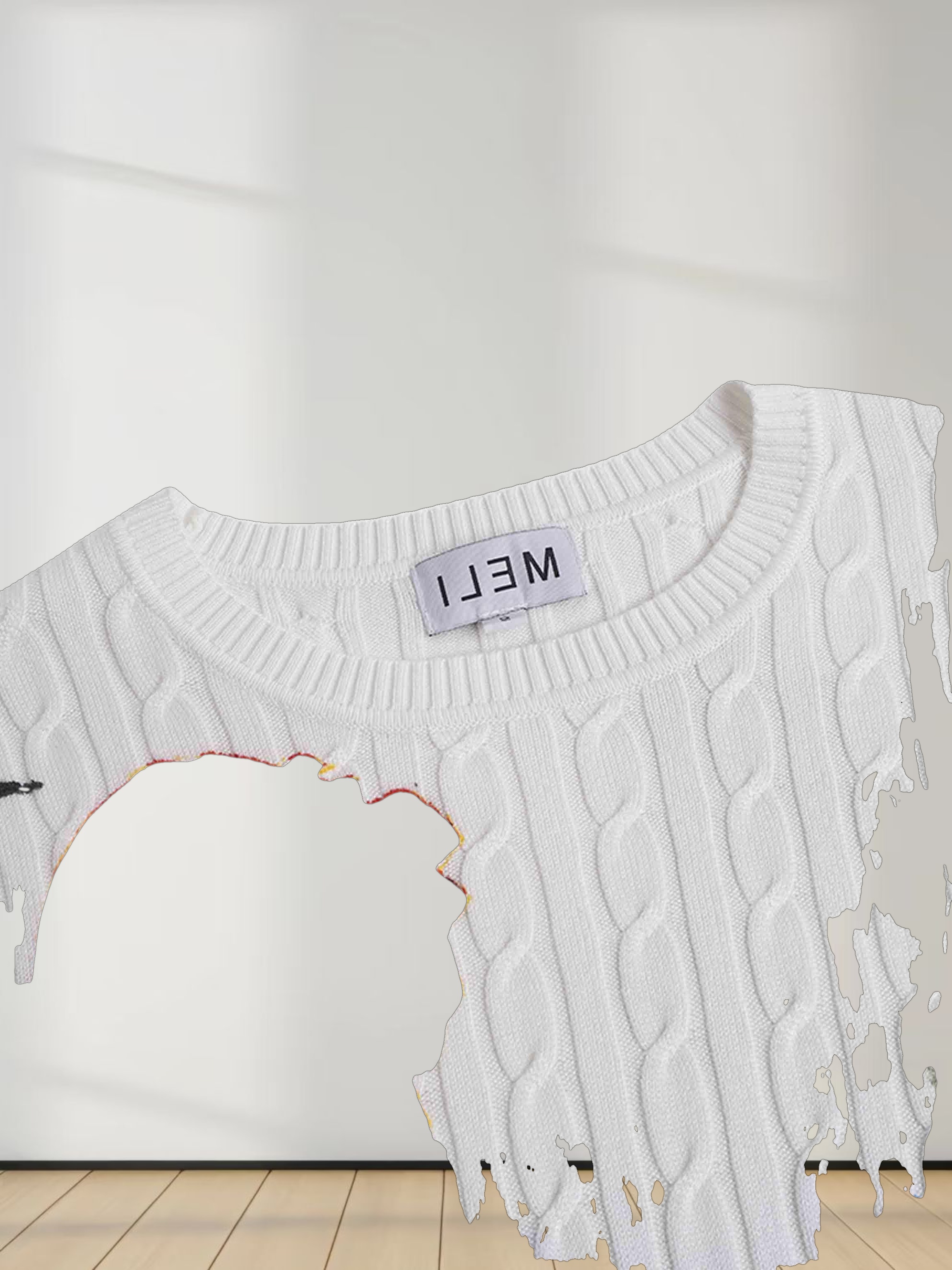 Printed Cable Knit Sweater-Bold Floral