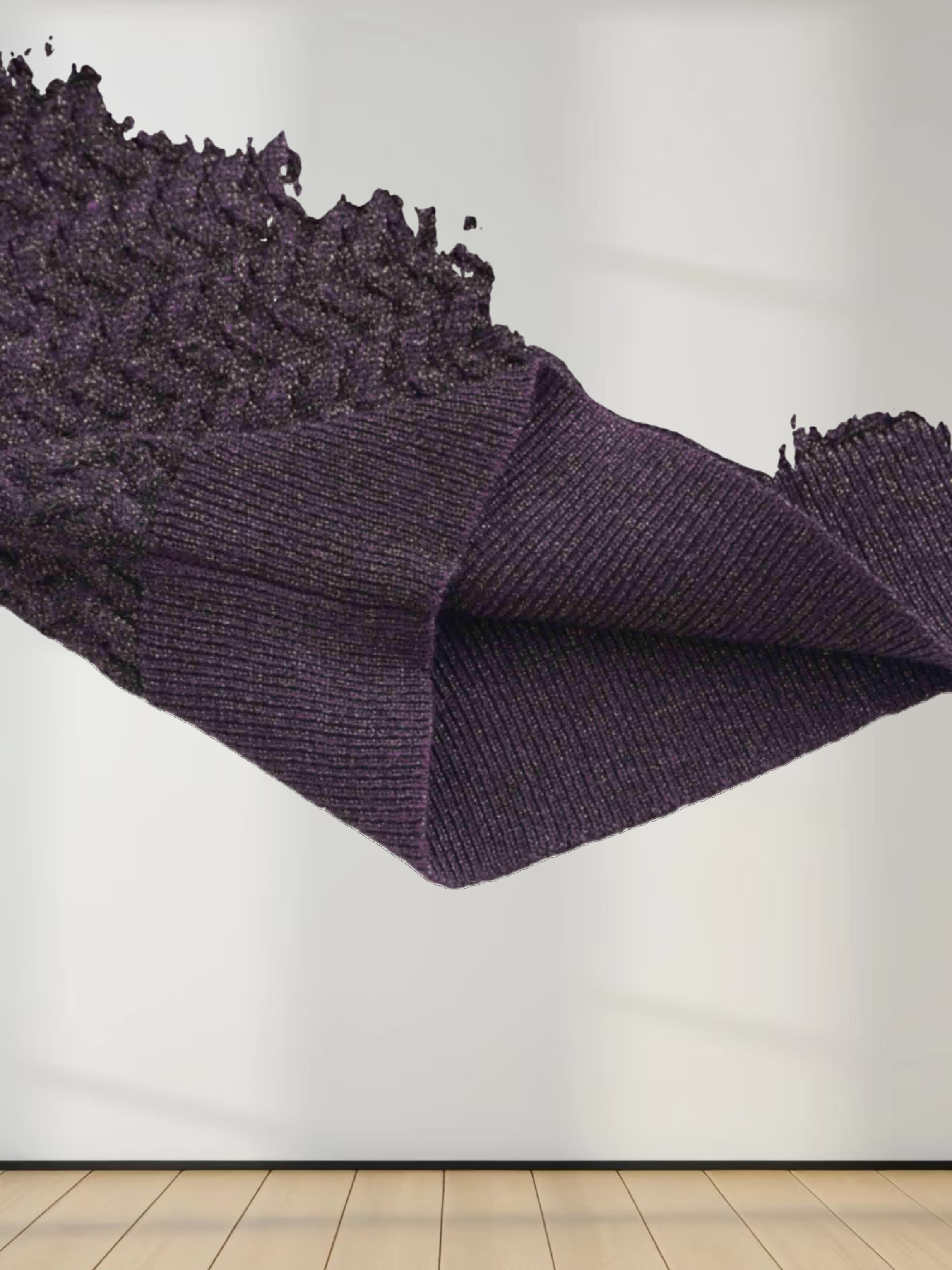 Textured Lurex Crew Sweater-Wine