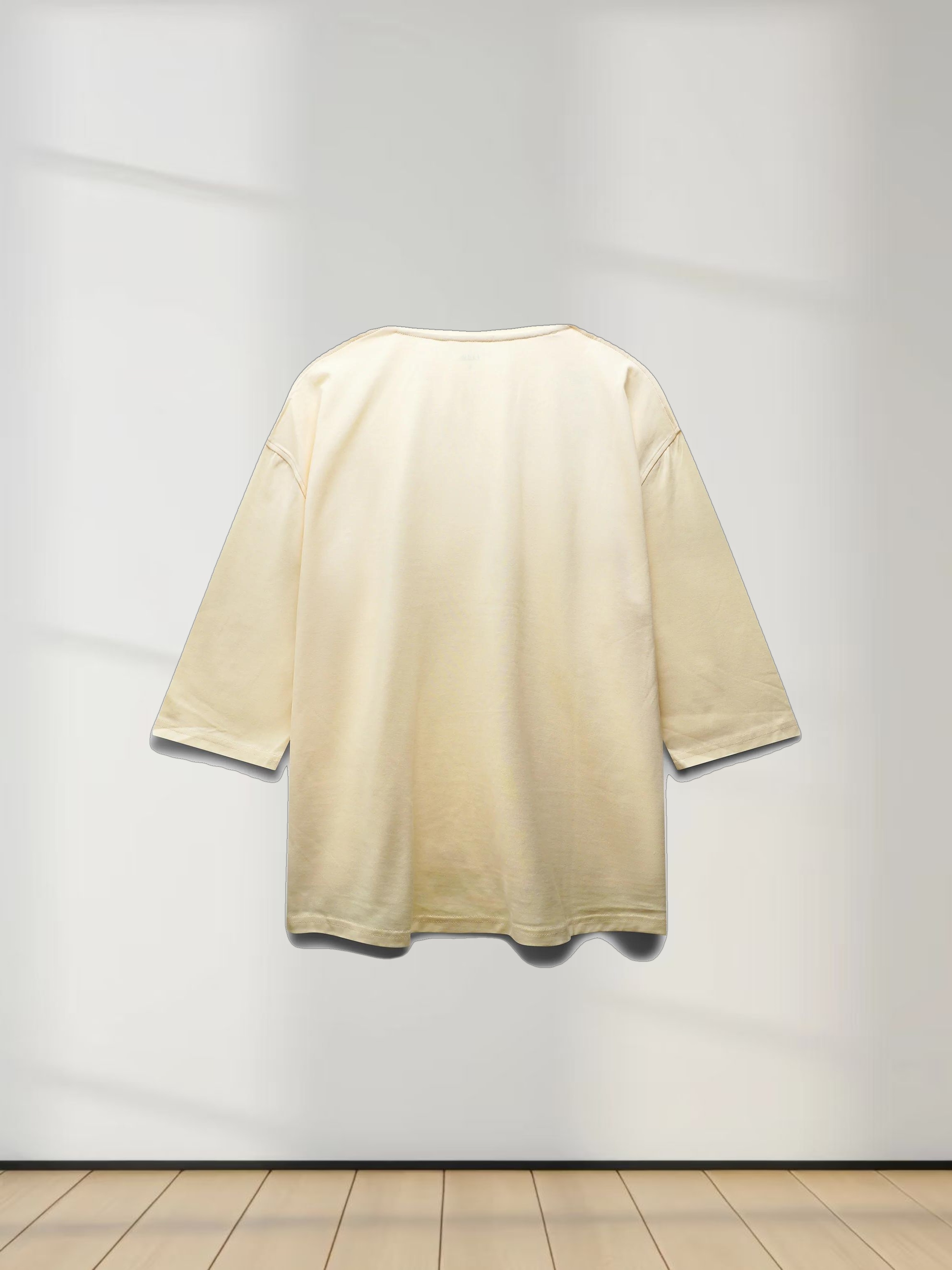 Oversized Boxy 3Q Sleeve Tee-Cream