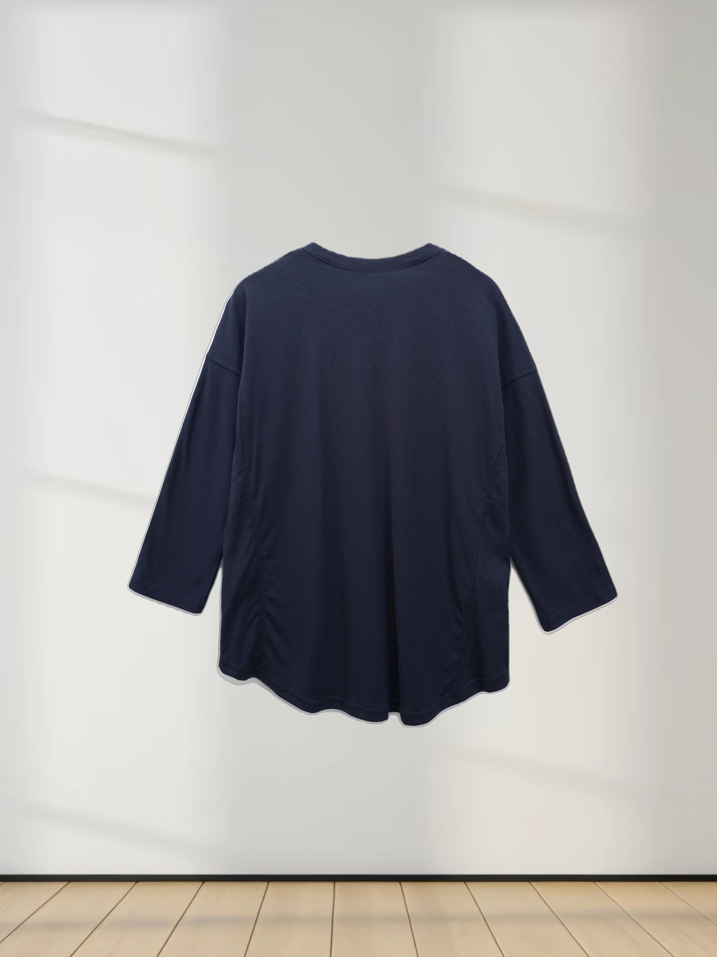 Pima Cotton Boxy Dolman Tee-Navy
