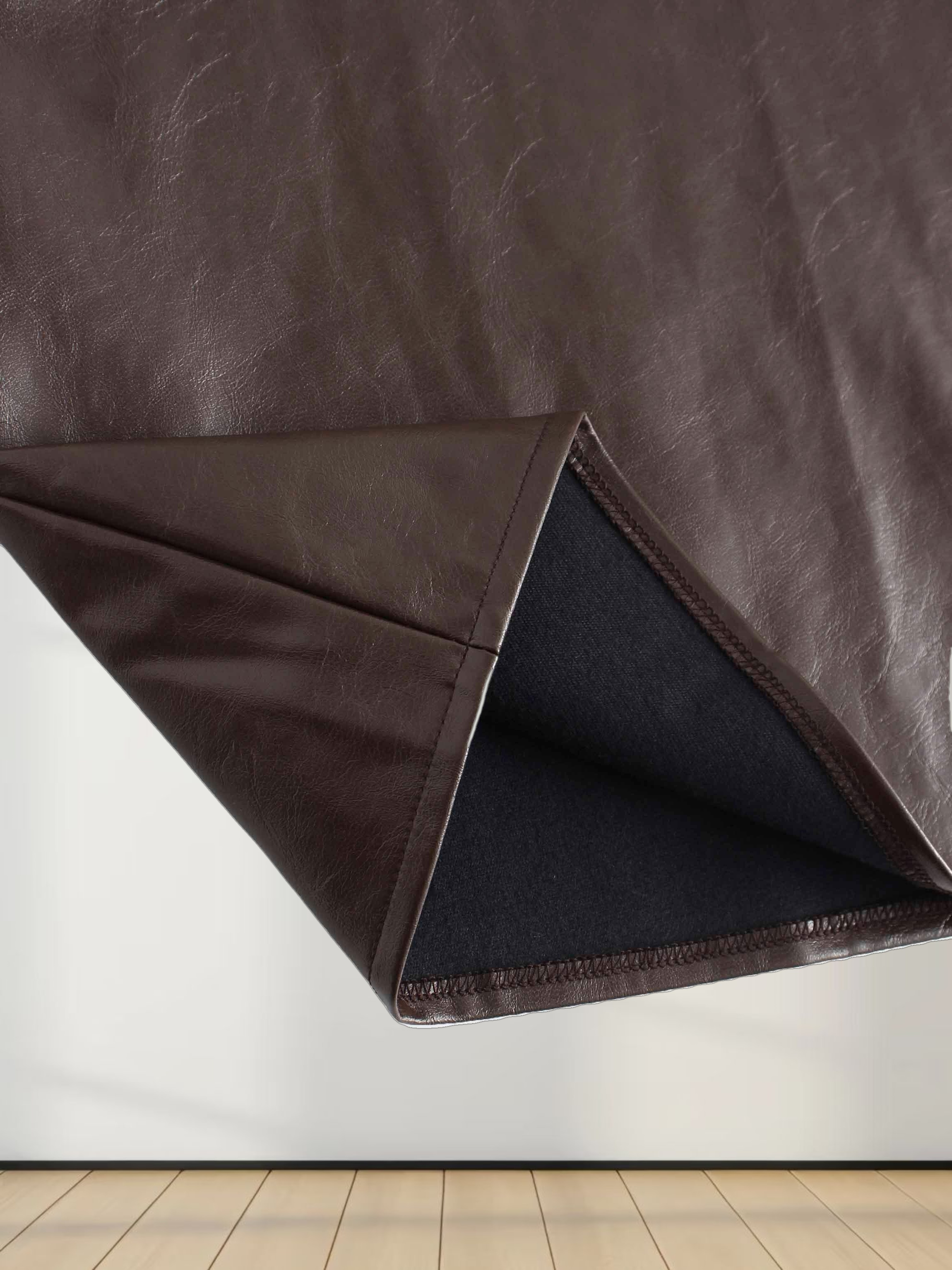 Coated Faux Leather A-Line Skirt-Brown