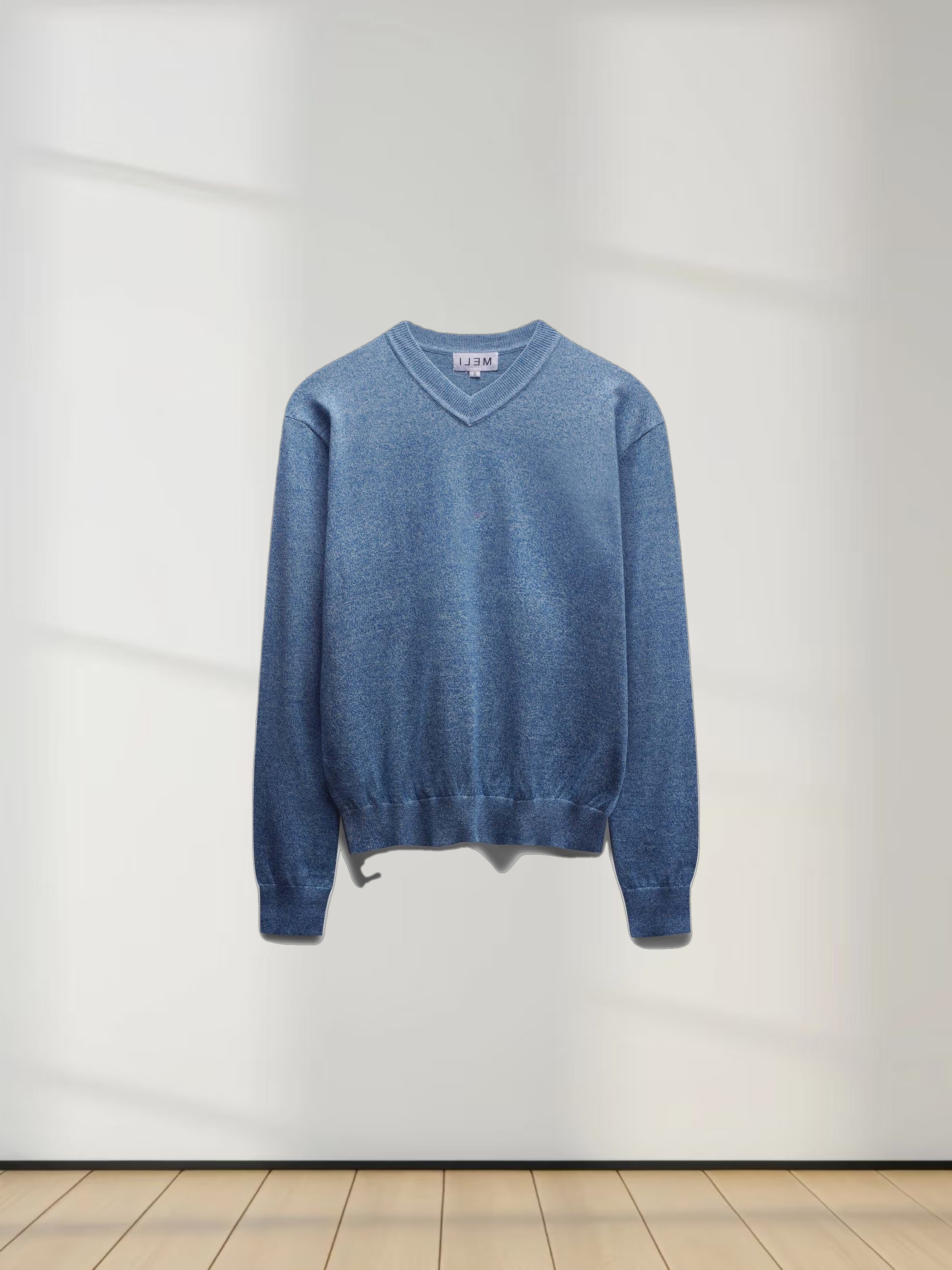 High V Lightweight Sweater-Heathered Blue
