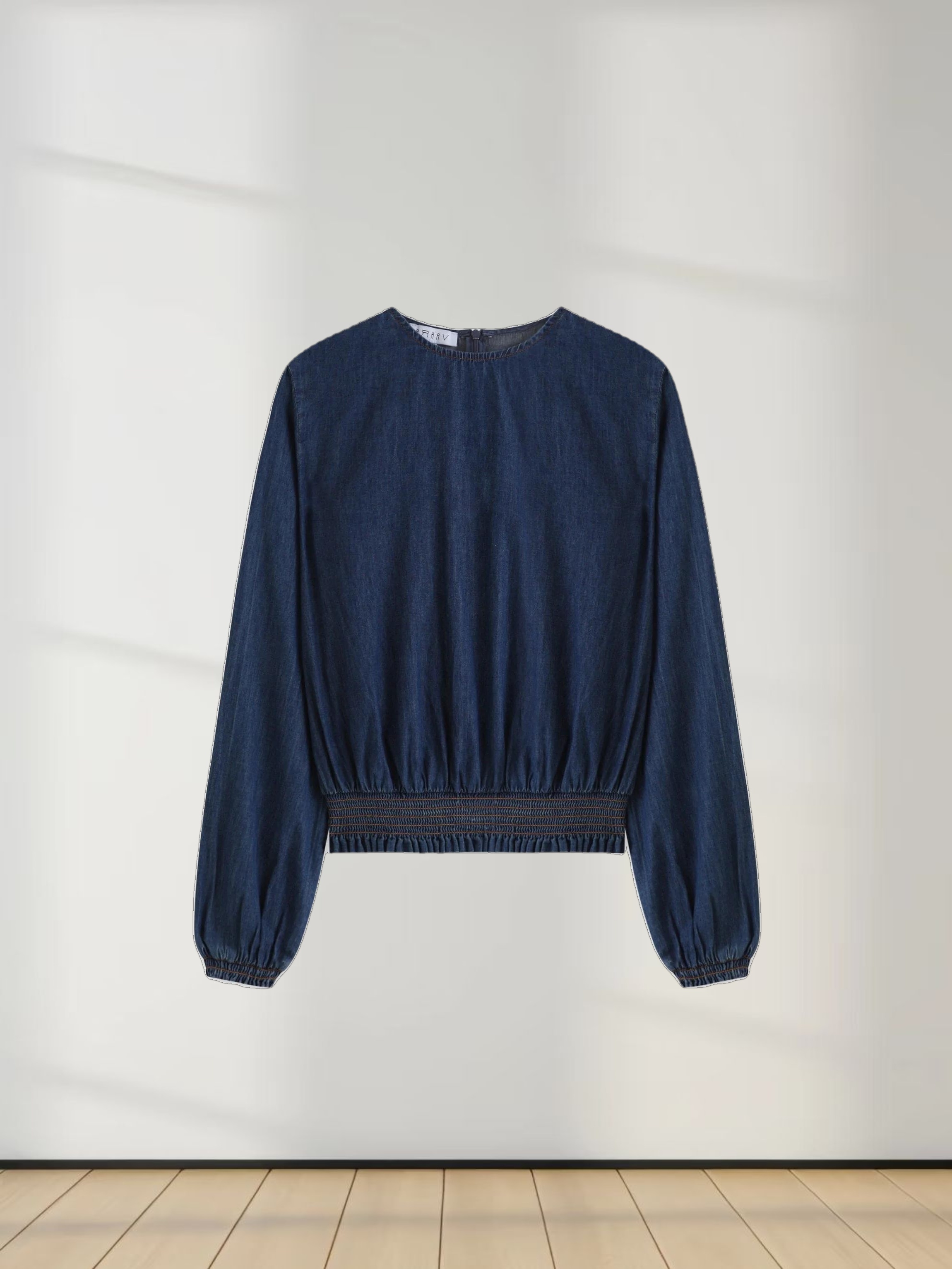 Waisted Denim Top-Blue