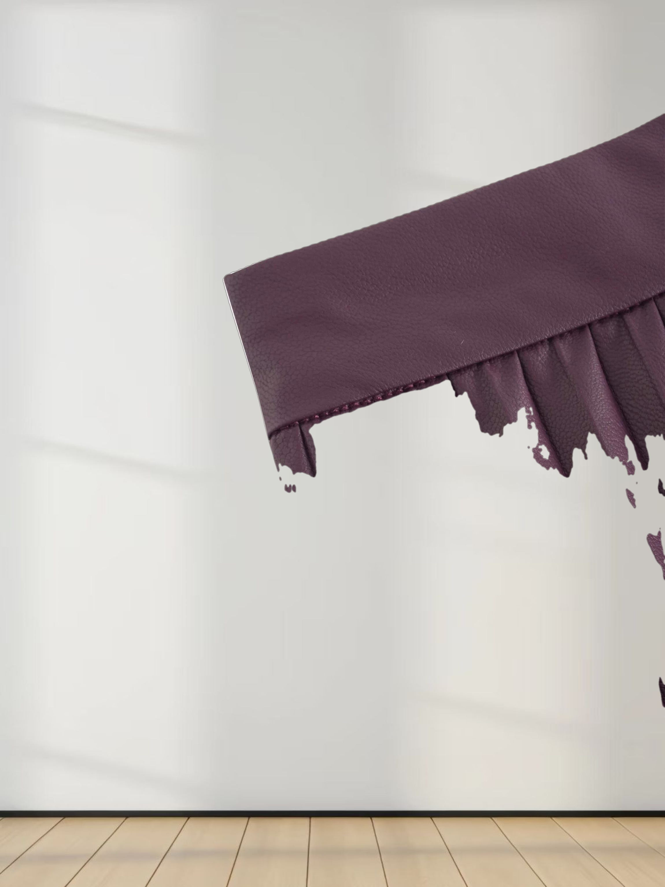 Accordion Pleated Faux Leather Skirt-Eggplant