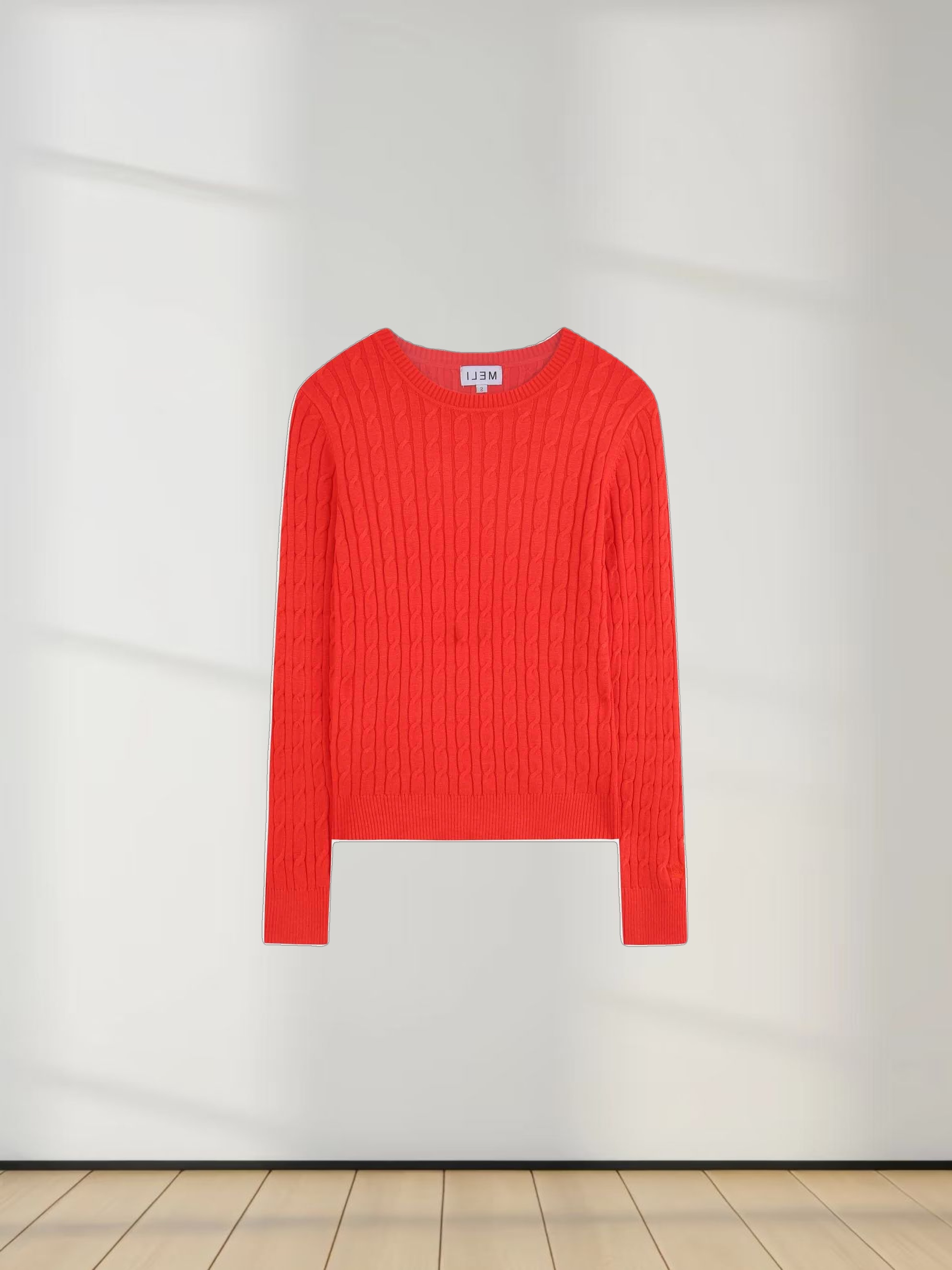 Knit Cable Sweater-Persimmon Orange