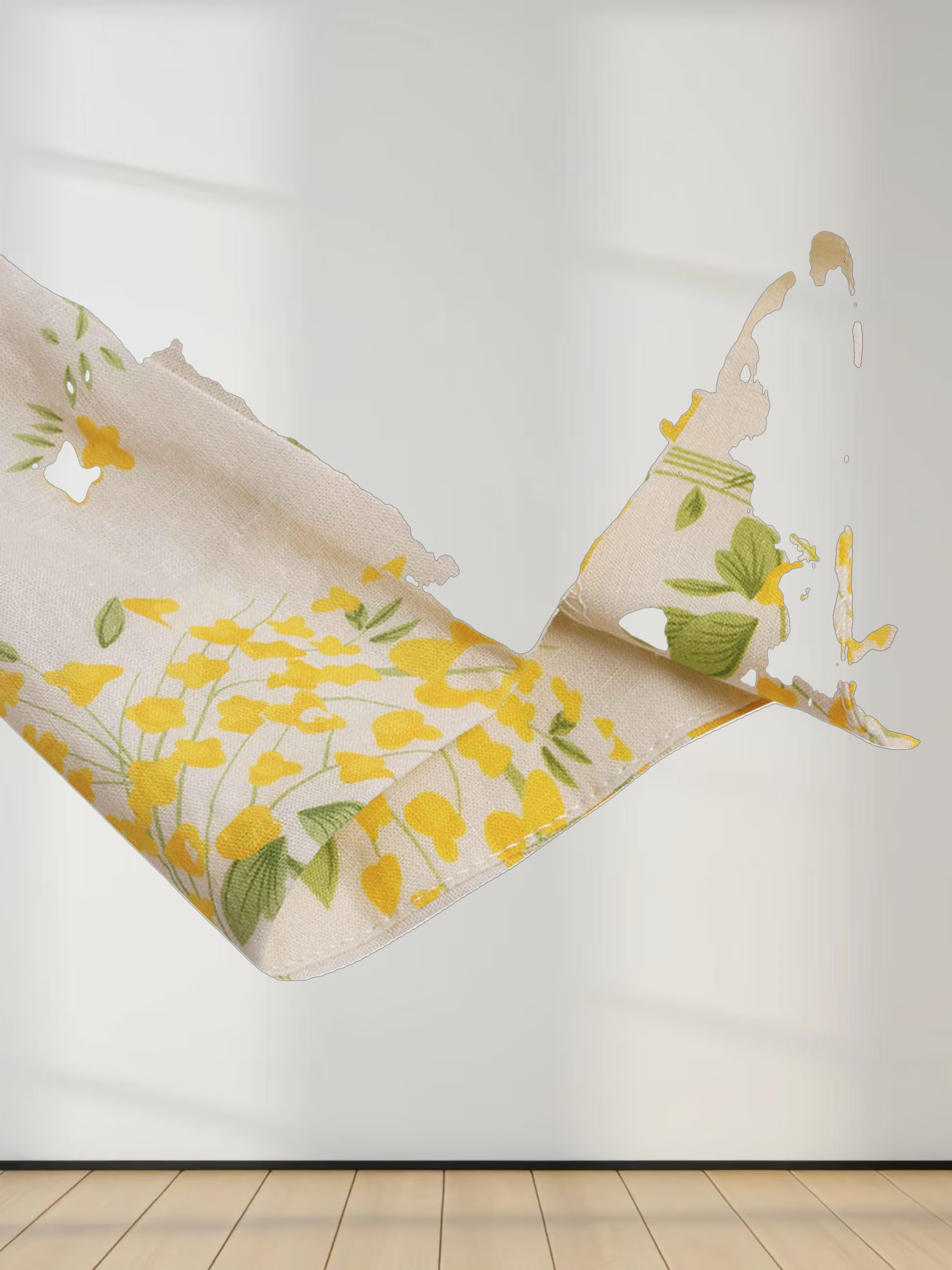 Ruched Puff Sleeve Dress-Yellow Floral