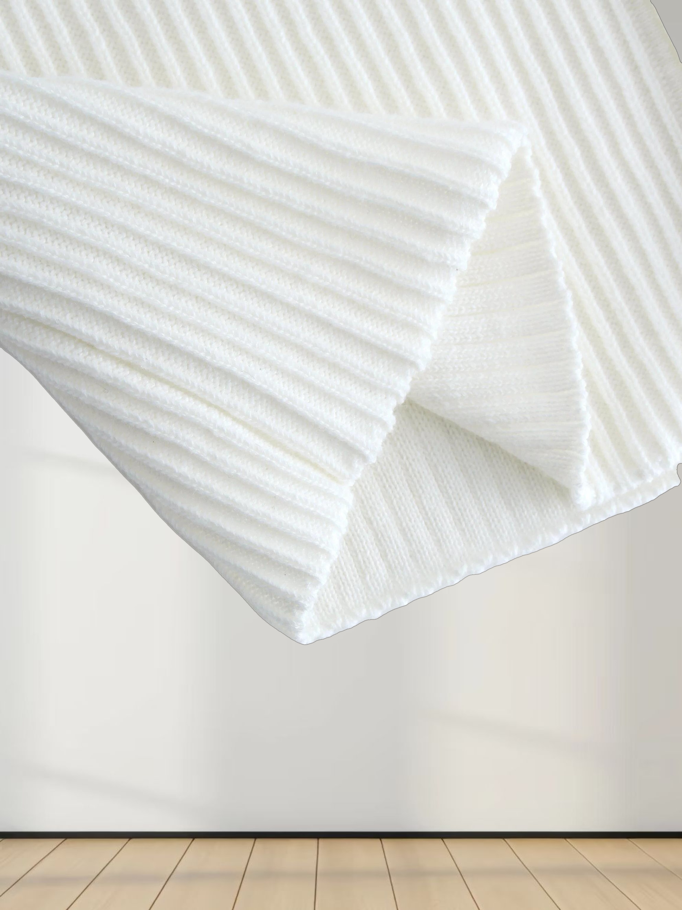 Ribbed Knit Cardigan-White