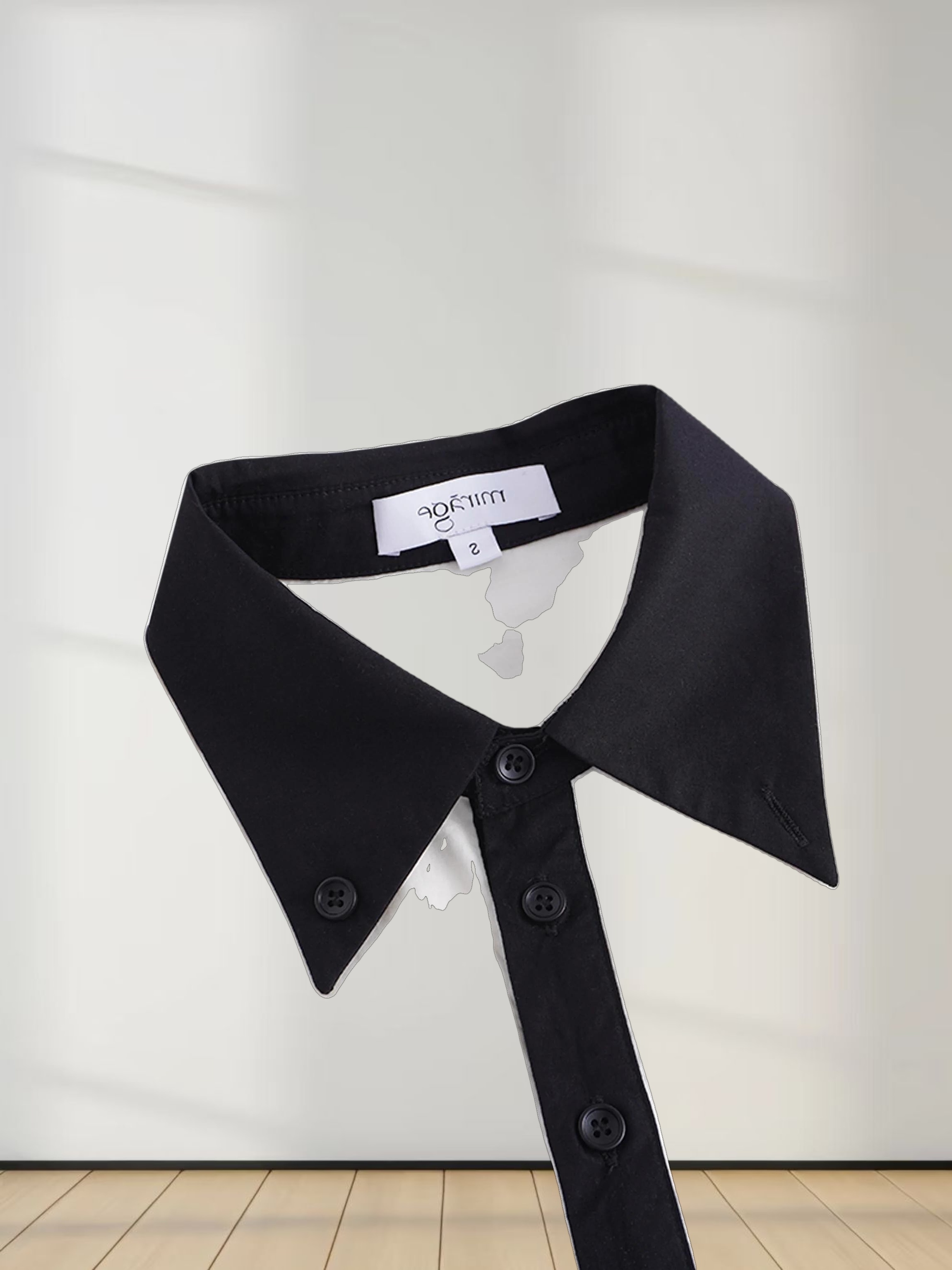 Long Button Down Shirtdress-Black Trimmed