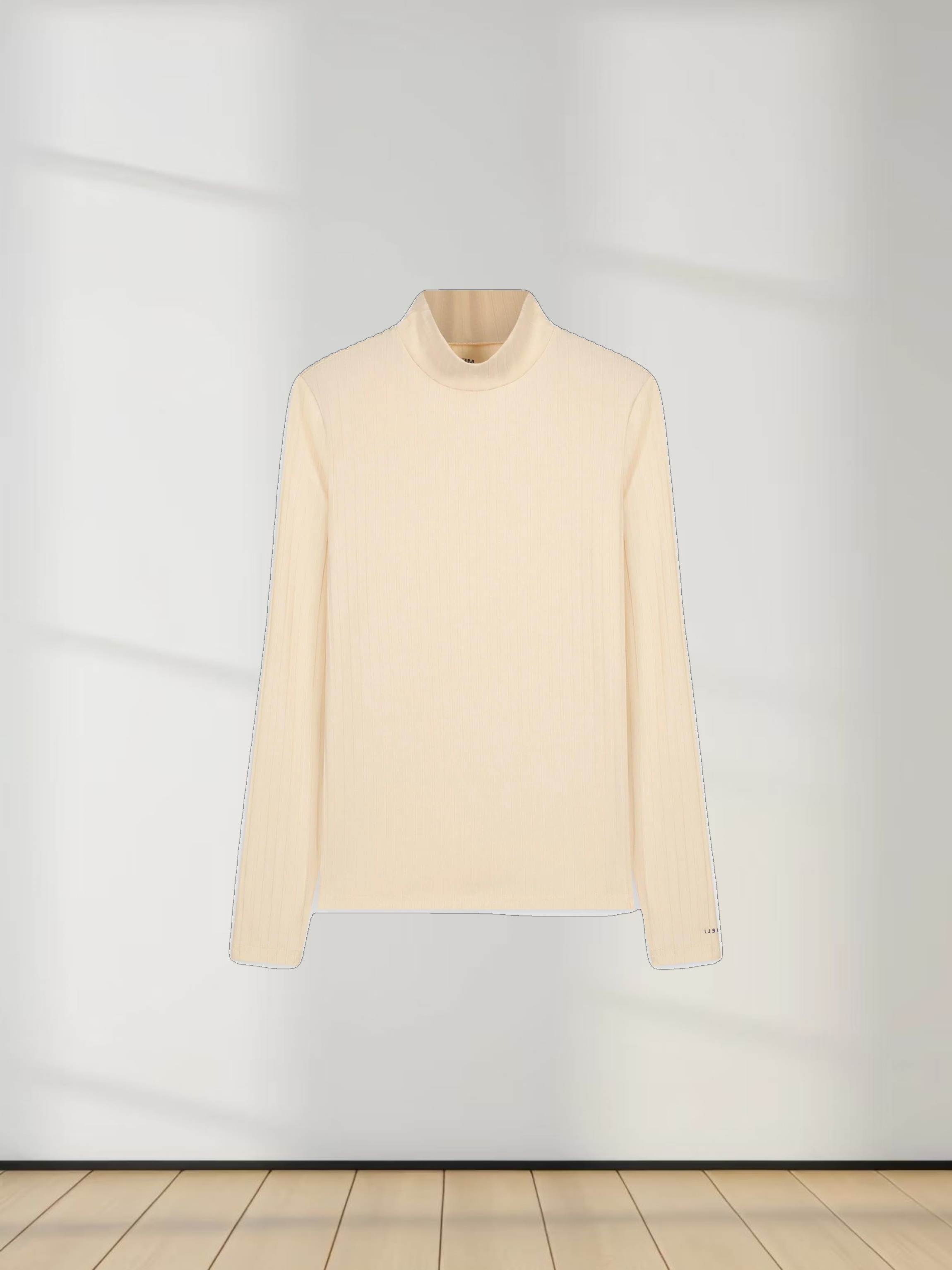 RIBBED JERSEY TURTLENECK-CREAM