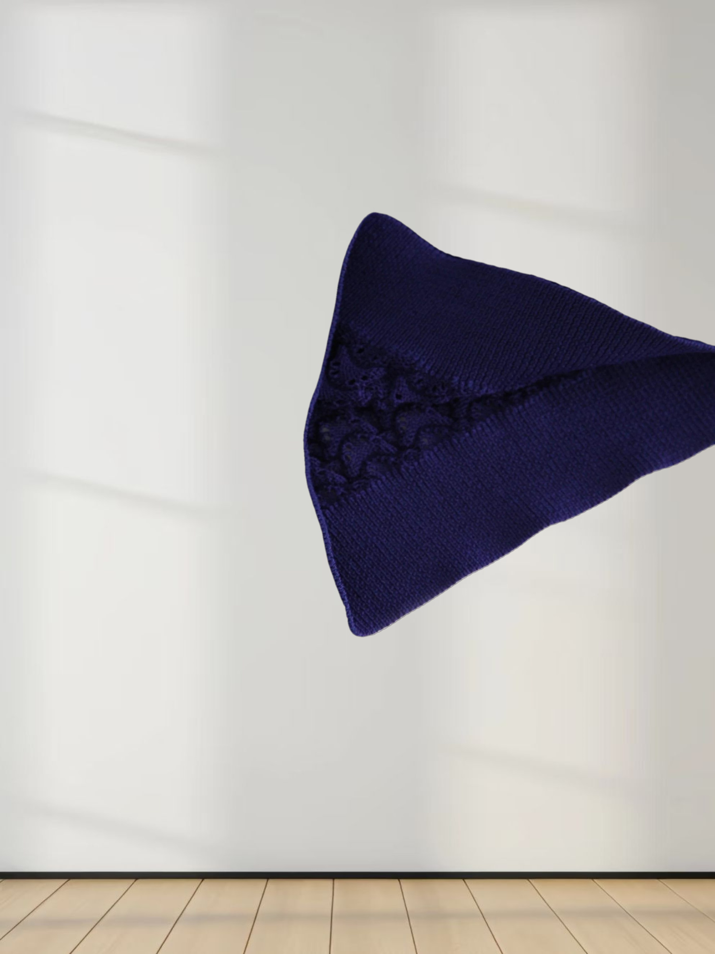 Pointelle Knit Sweater-Navy