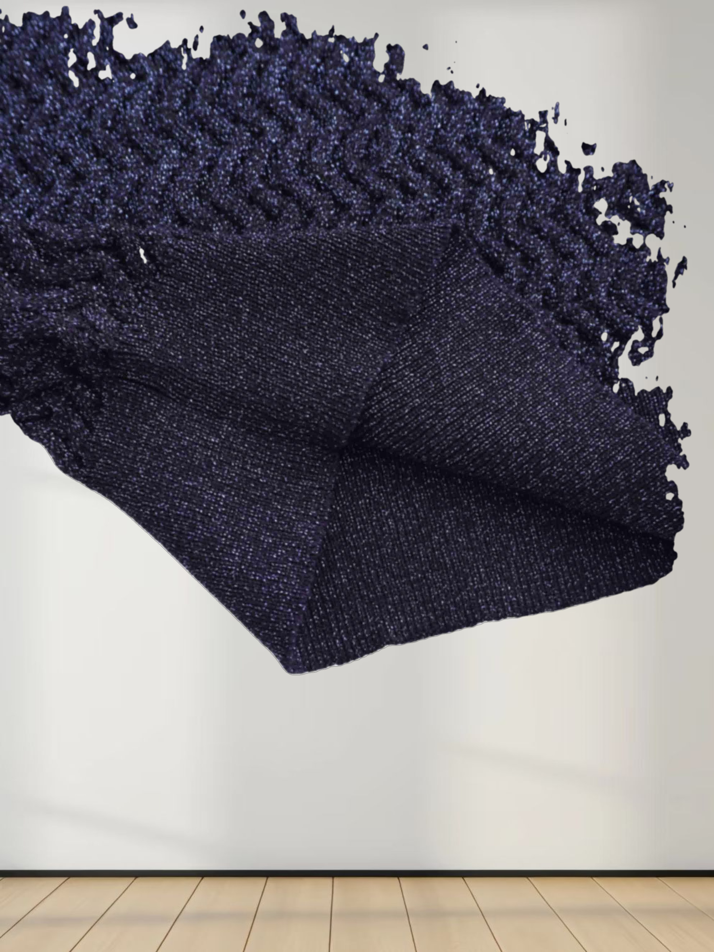 Textured Lurex Crew Sweater-Navy