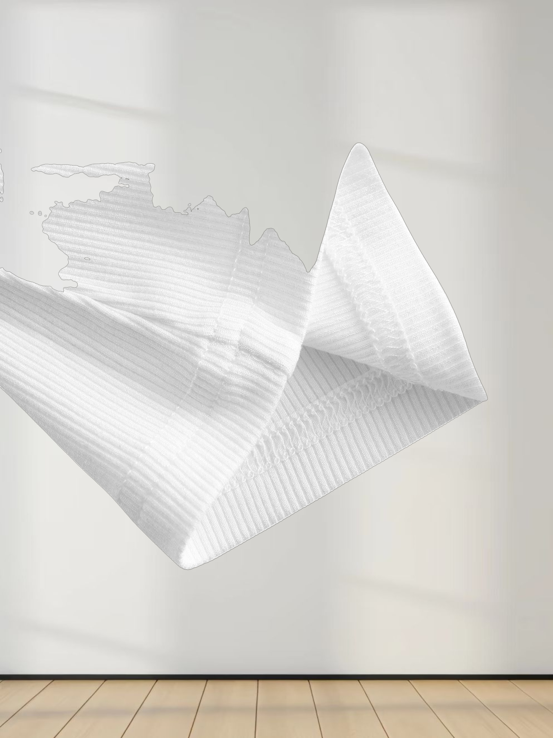 HIGH V RIBBED TEE - 3Q - WHITE