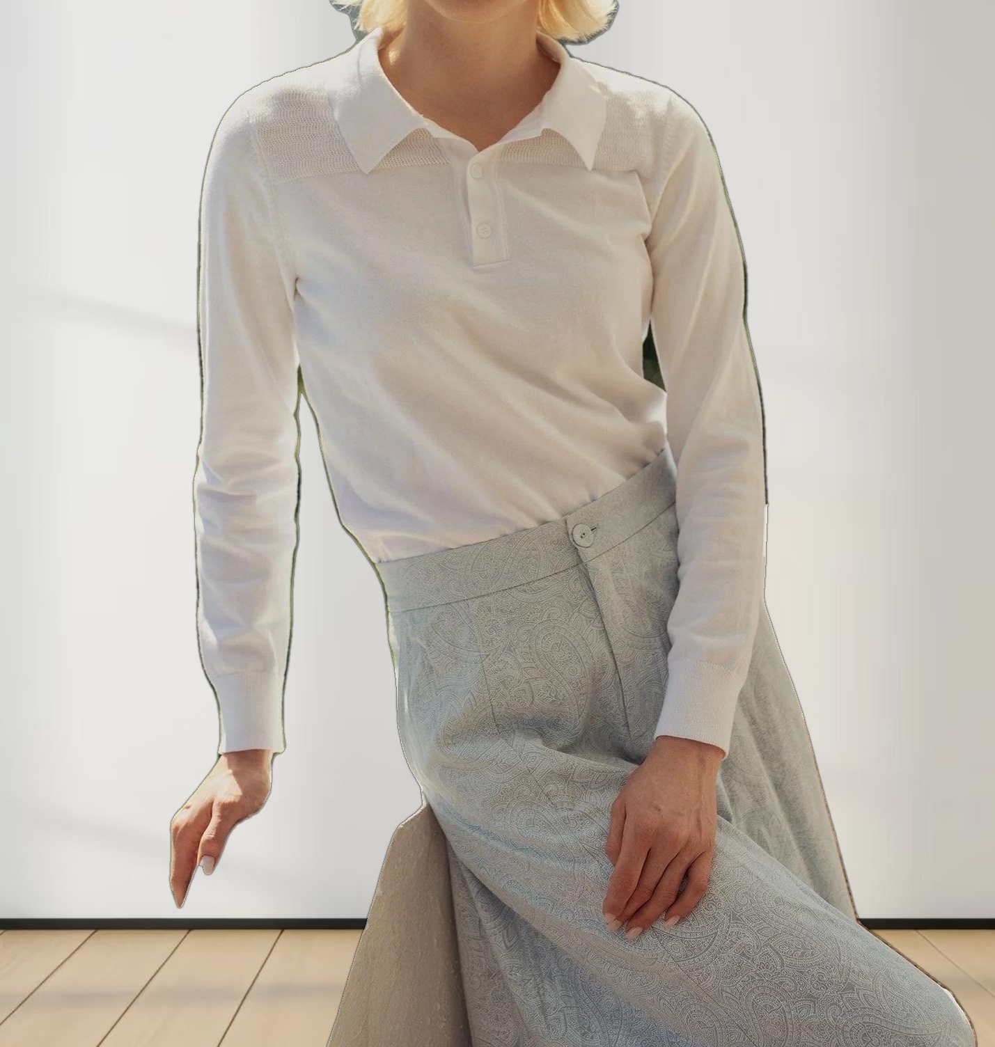 Mesh Top Sweater-White