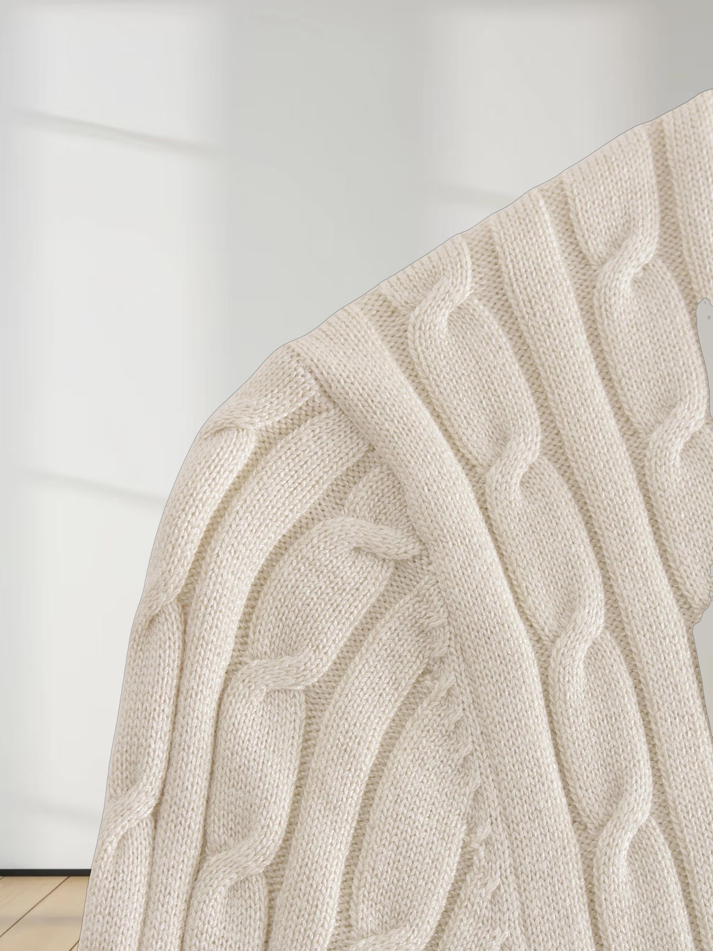 Knit Cable Sweater-Cream