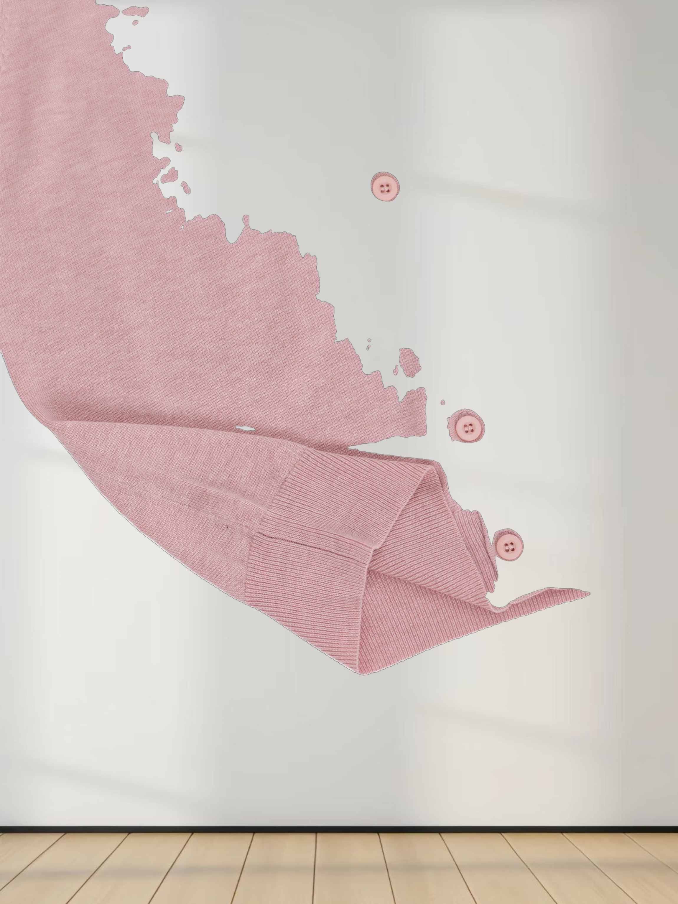 Wool Blend Collared Cardigan-Pink