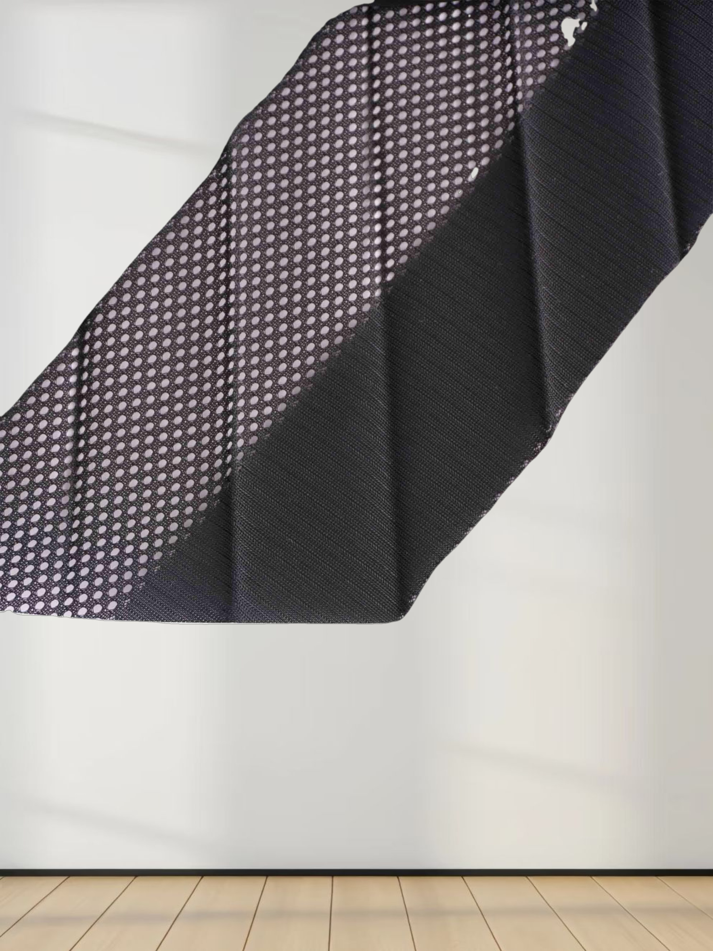 Perforated Pleated Skirt-Black