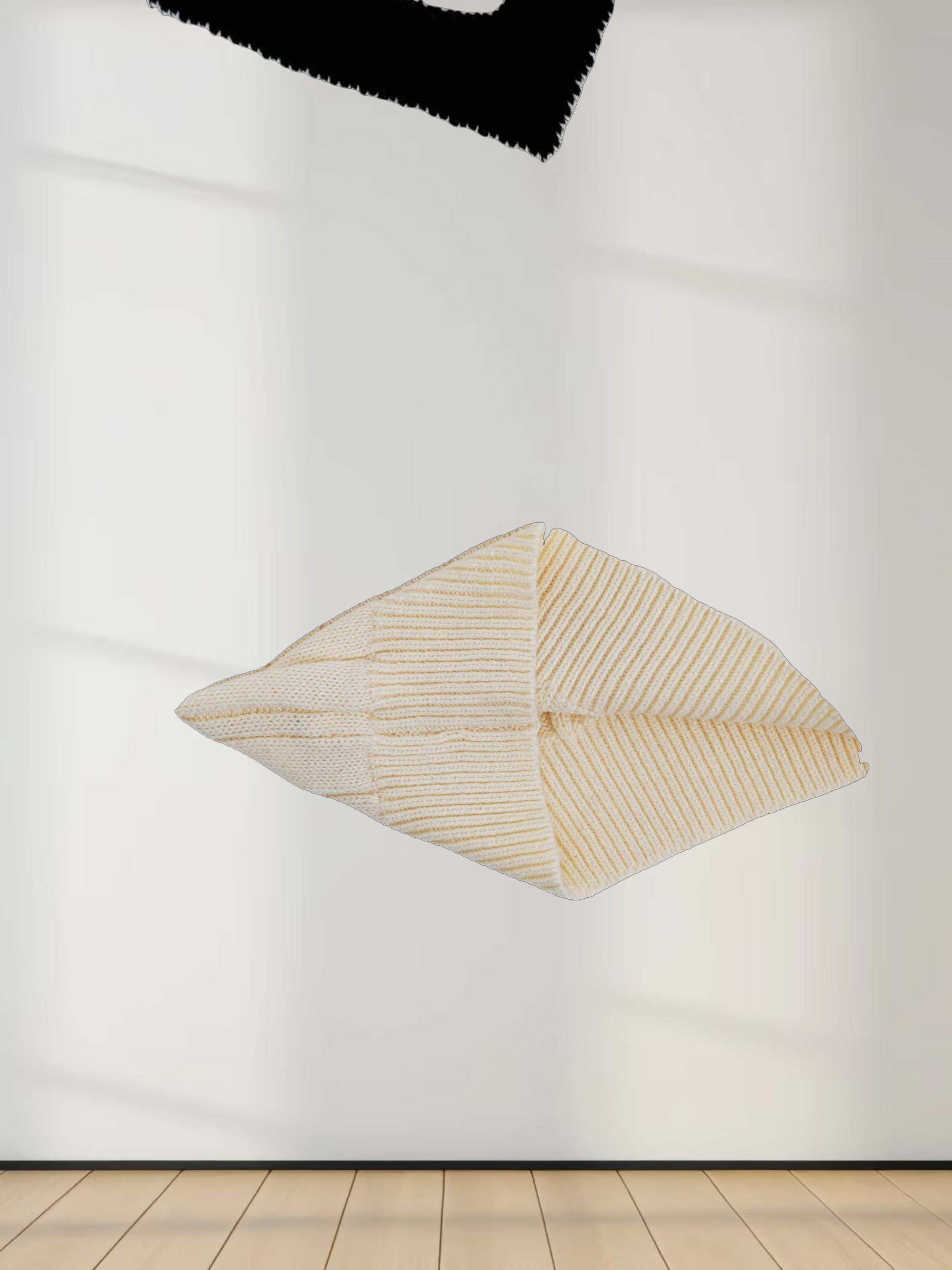 V Neck Stripe Sweater-Cream/Black