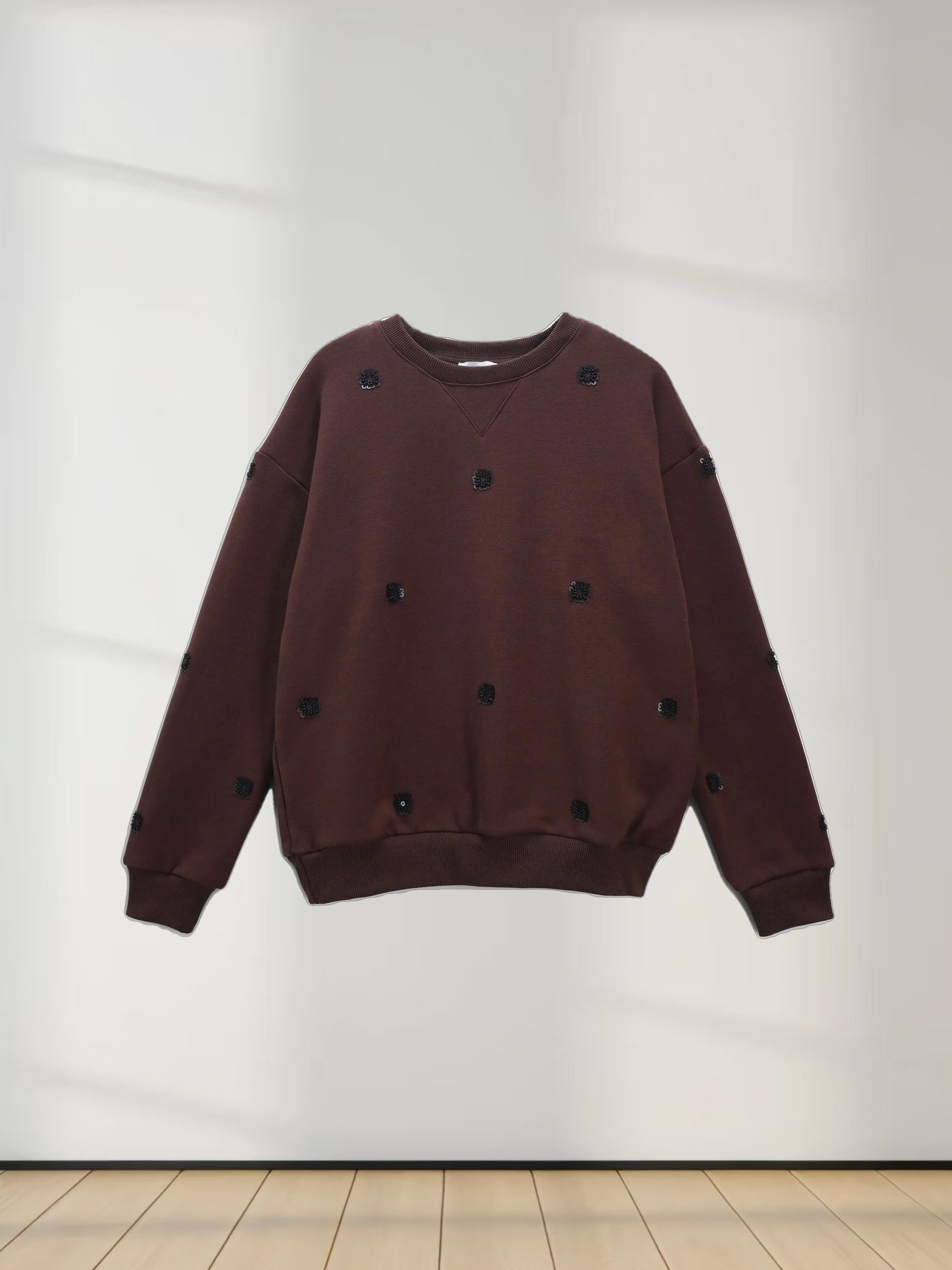 Embellished Sweatshirt-Brown/Black