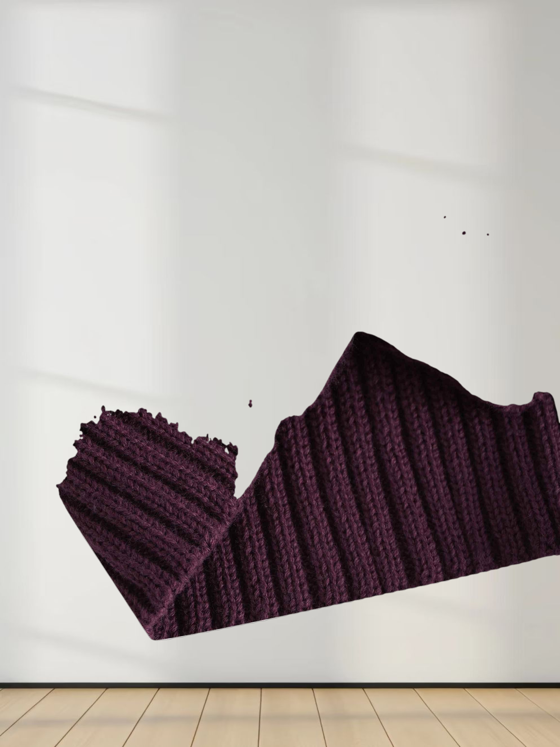 V Bottom Crop Sweater-Burgundy