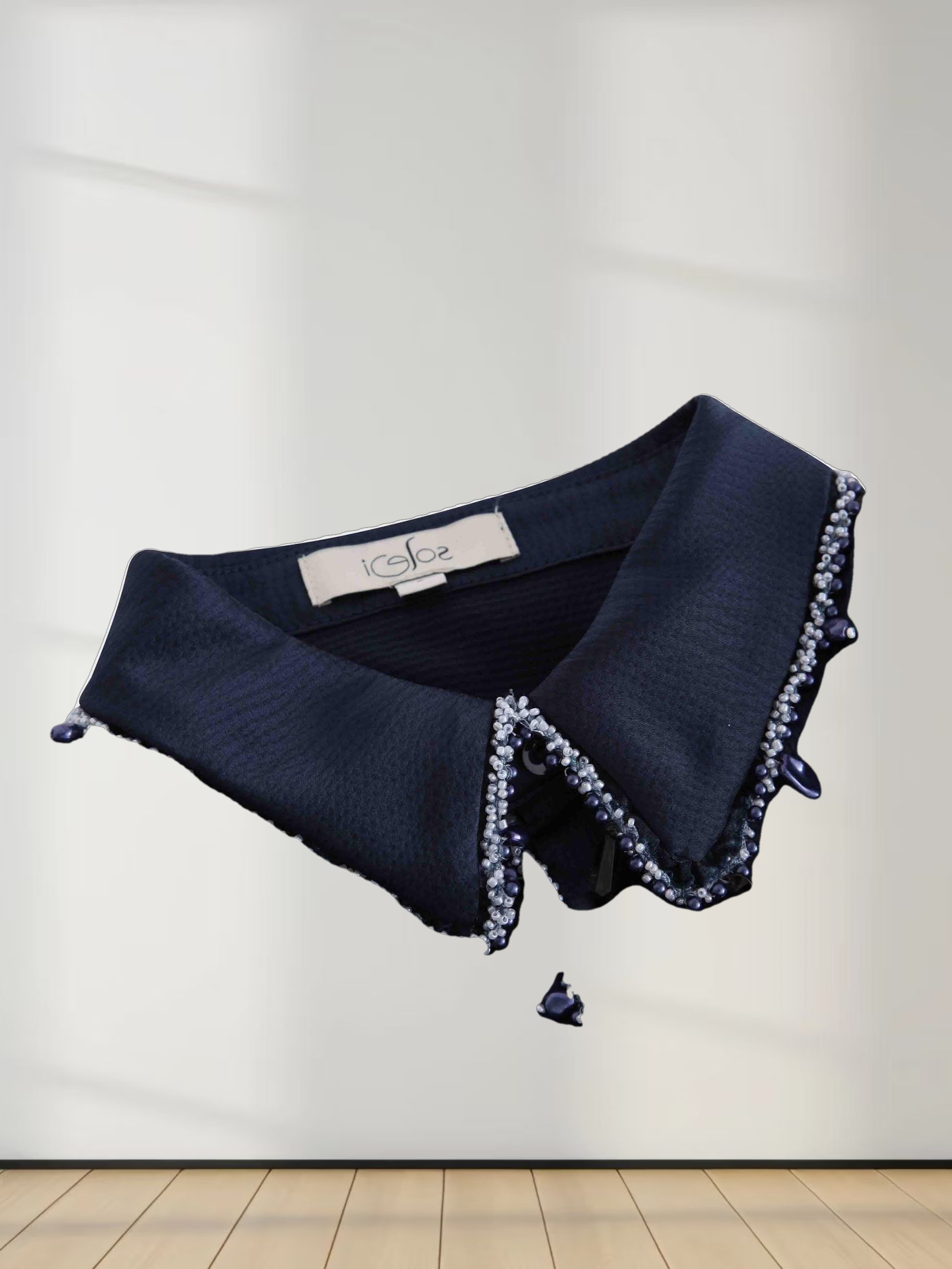 Beaded Trim Blouse-Navy