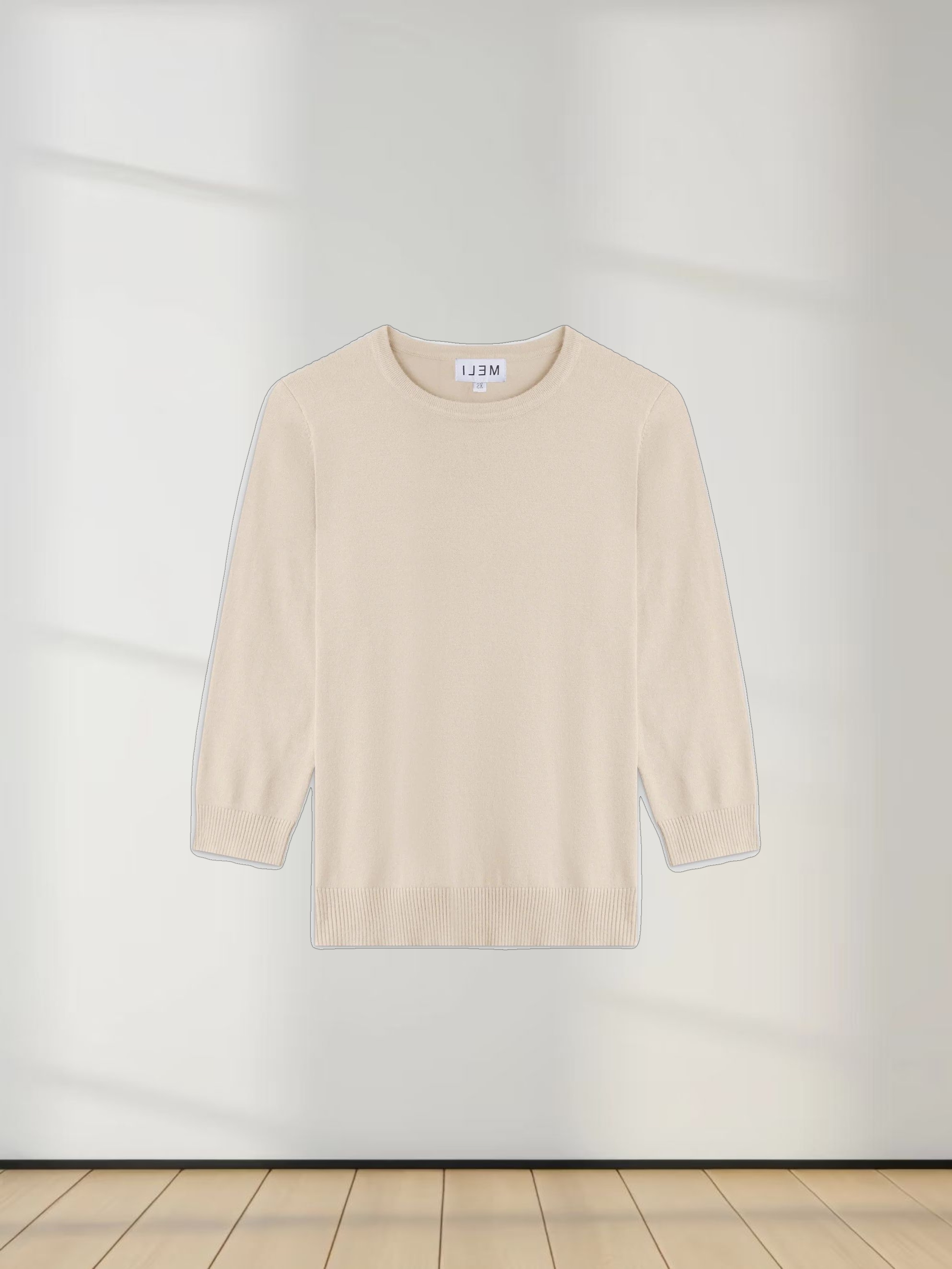 Basic Crew Sweater 3Q-Ivory
