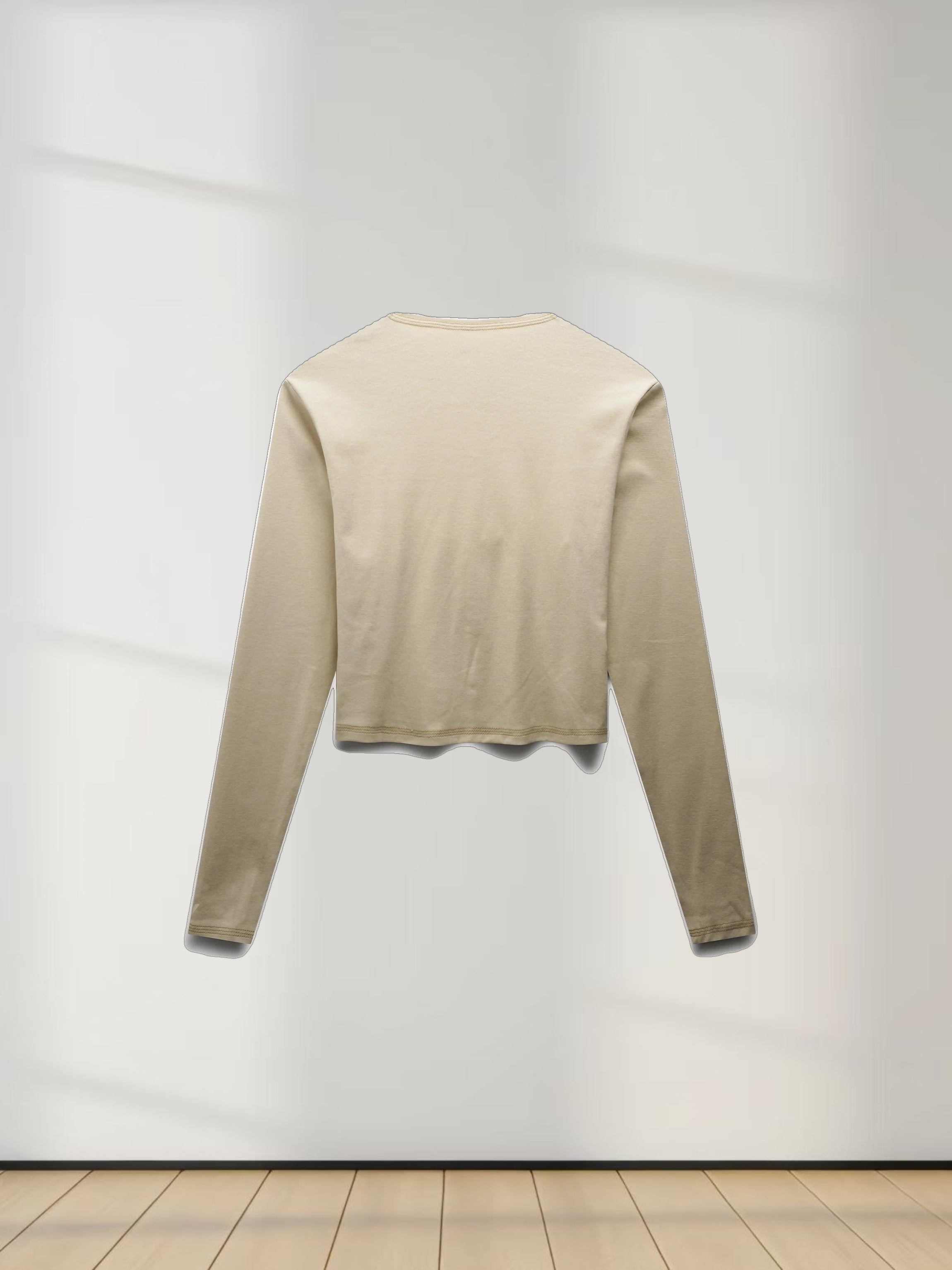 Basic T-Shirt Cropped Cardigan-Tan