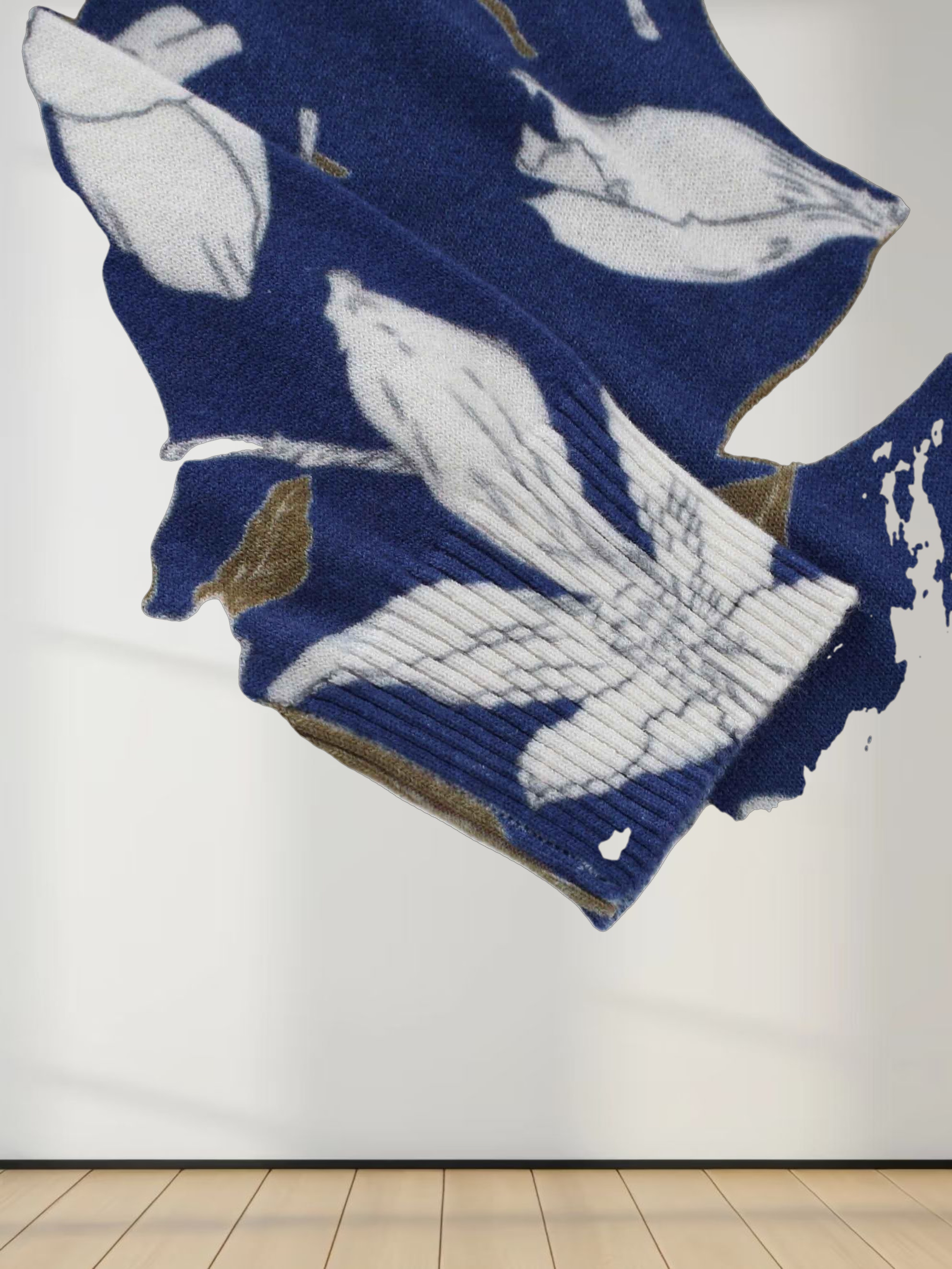 Oversized Printed Sweater-Lilac Flower