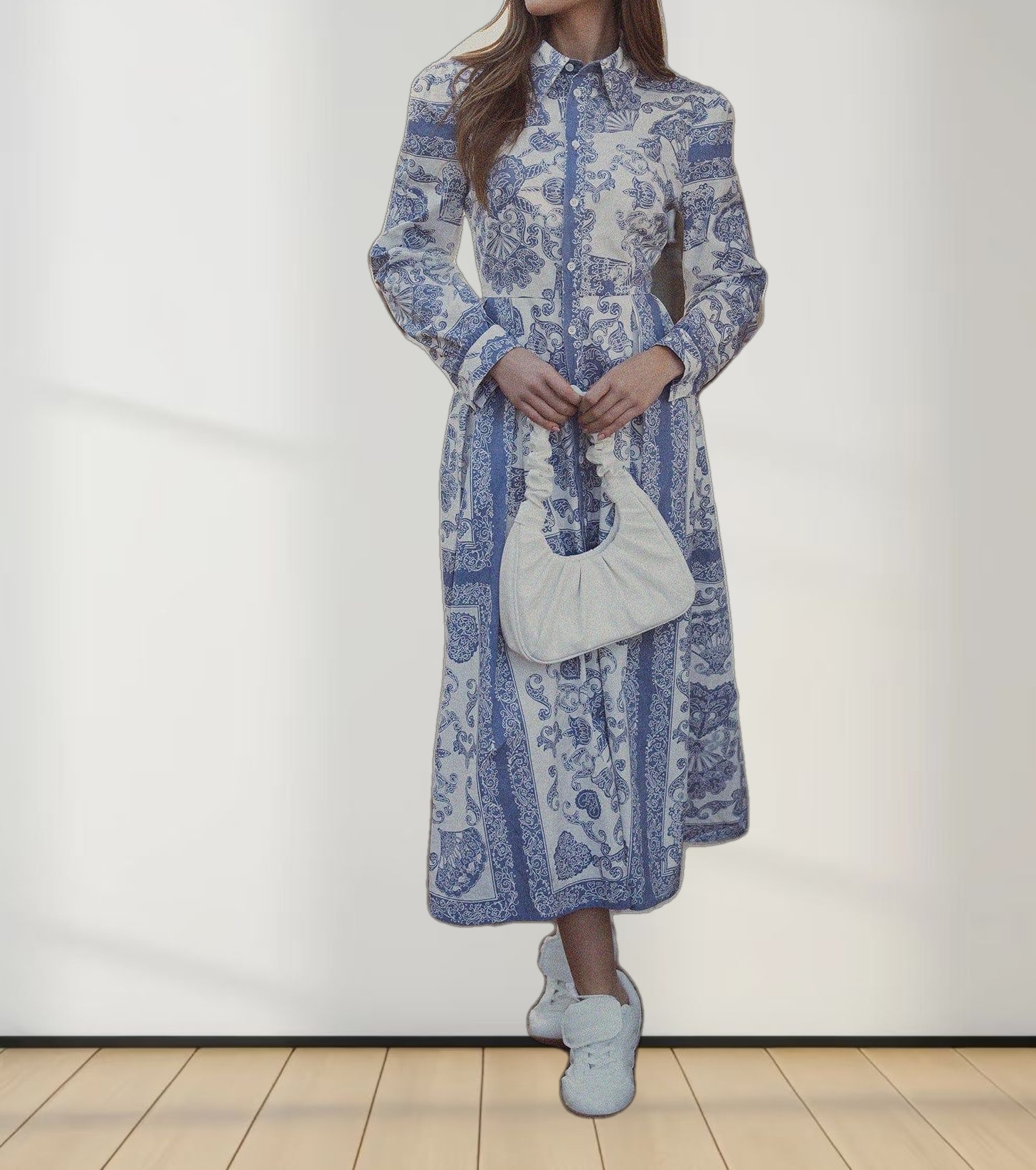 Royal Damask Dress-Blue