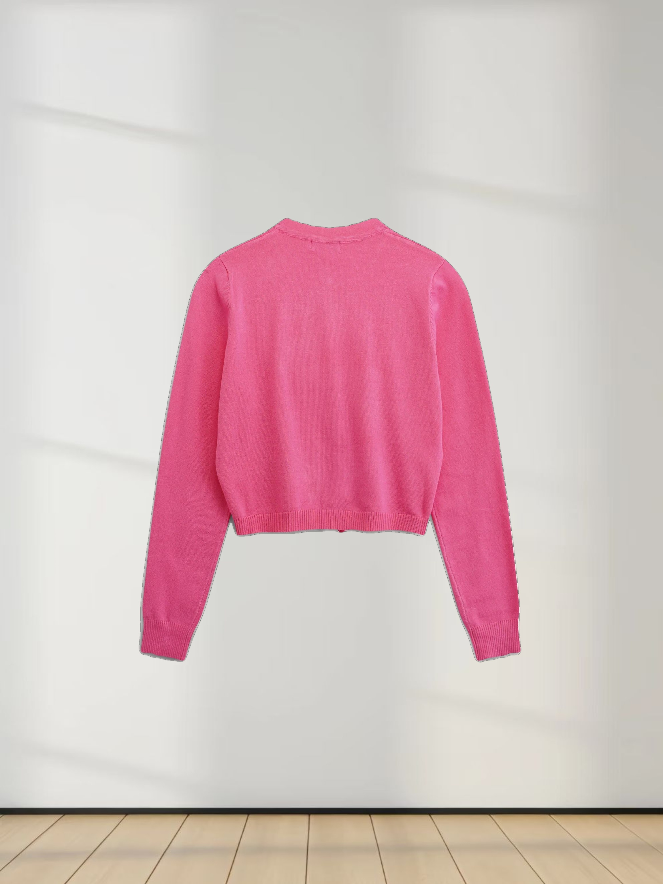 5 Bow Crop Cardigan-Pink