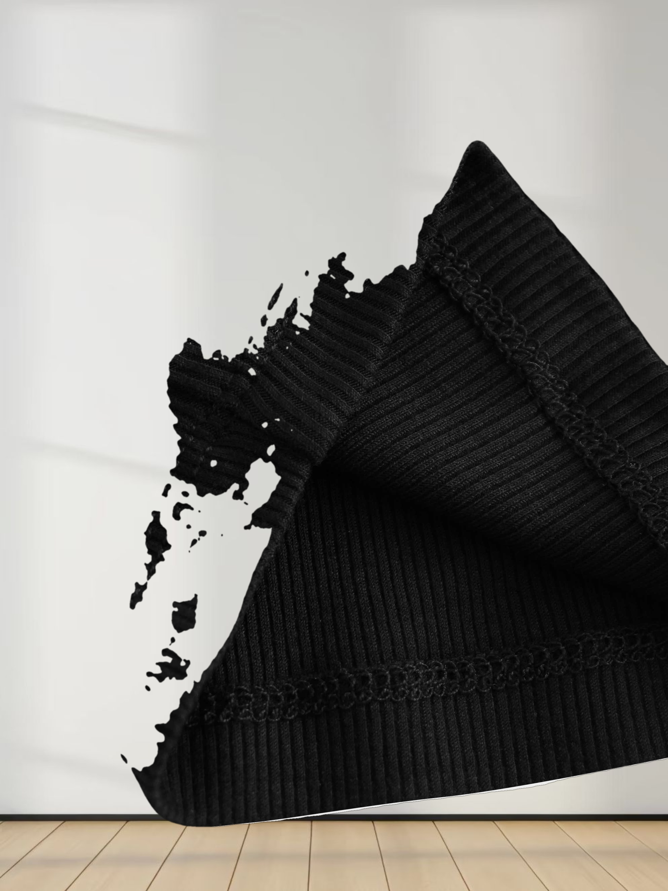 Ribbed Crop Bow Cardigan-Black