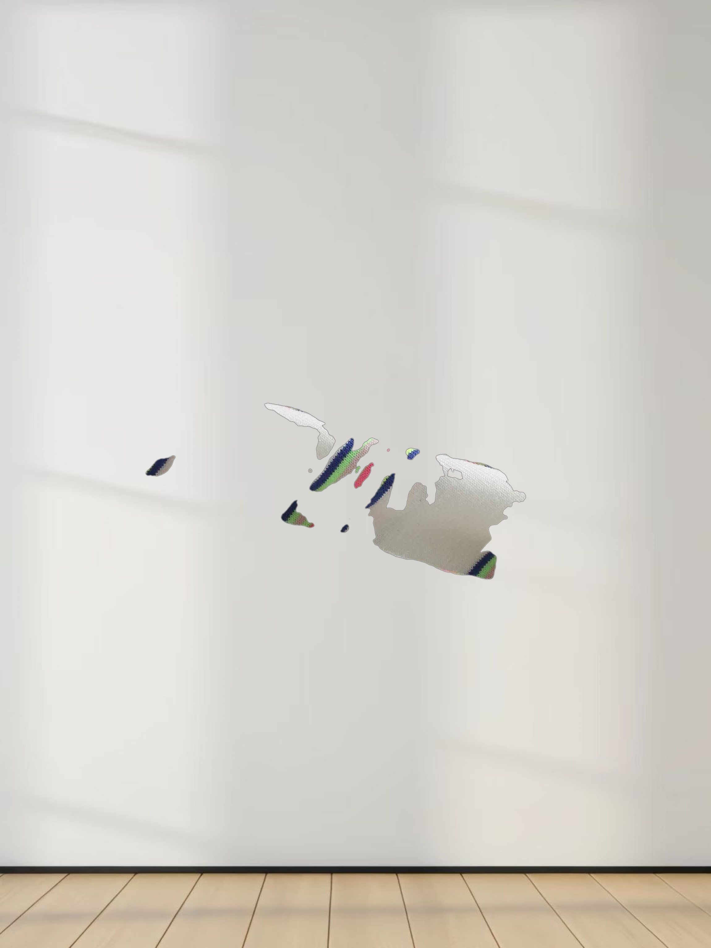 Flat Striped Crew Tee 3Q-White/Neon Stripe