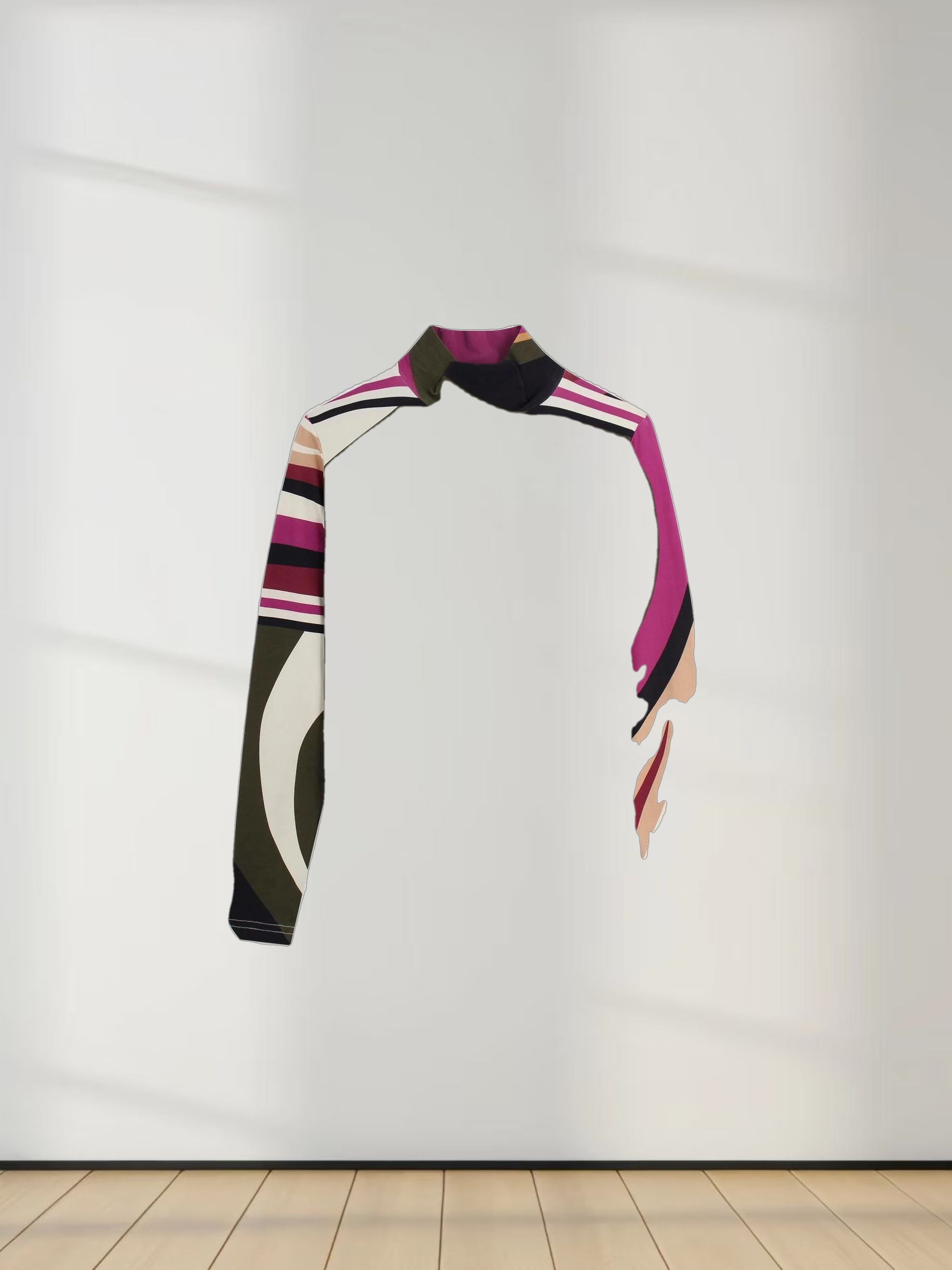 Printed Modal Turtleneck-Multi Colored Swirl