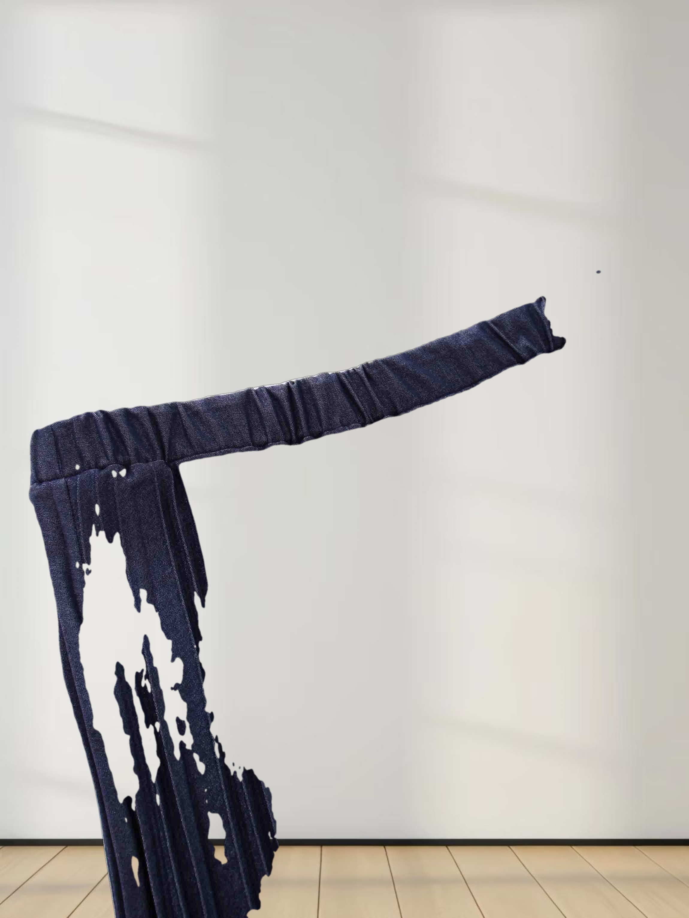 Denim Pleated Skirt-Dark Blue