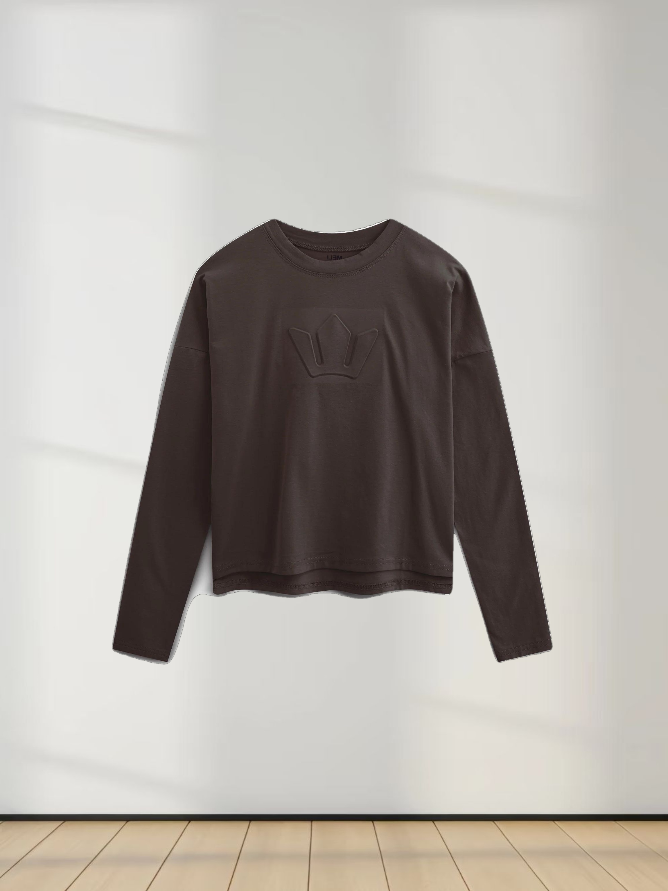 Crown Embossed T-Shirt-Brown