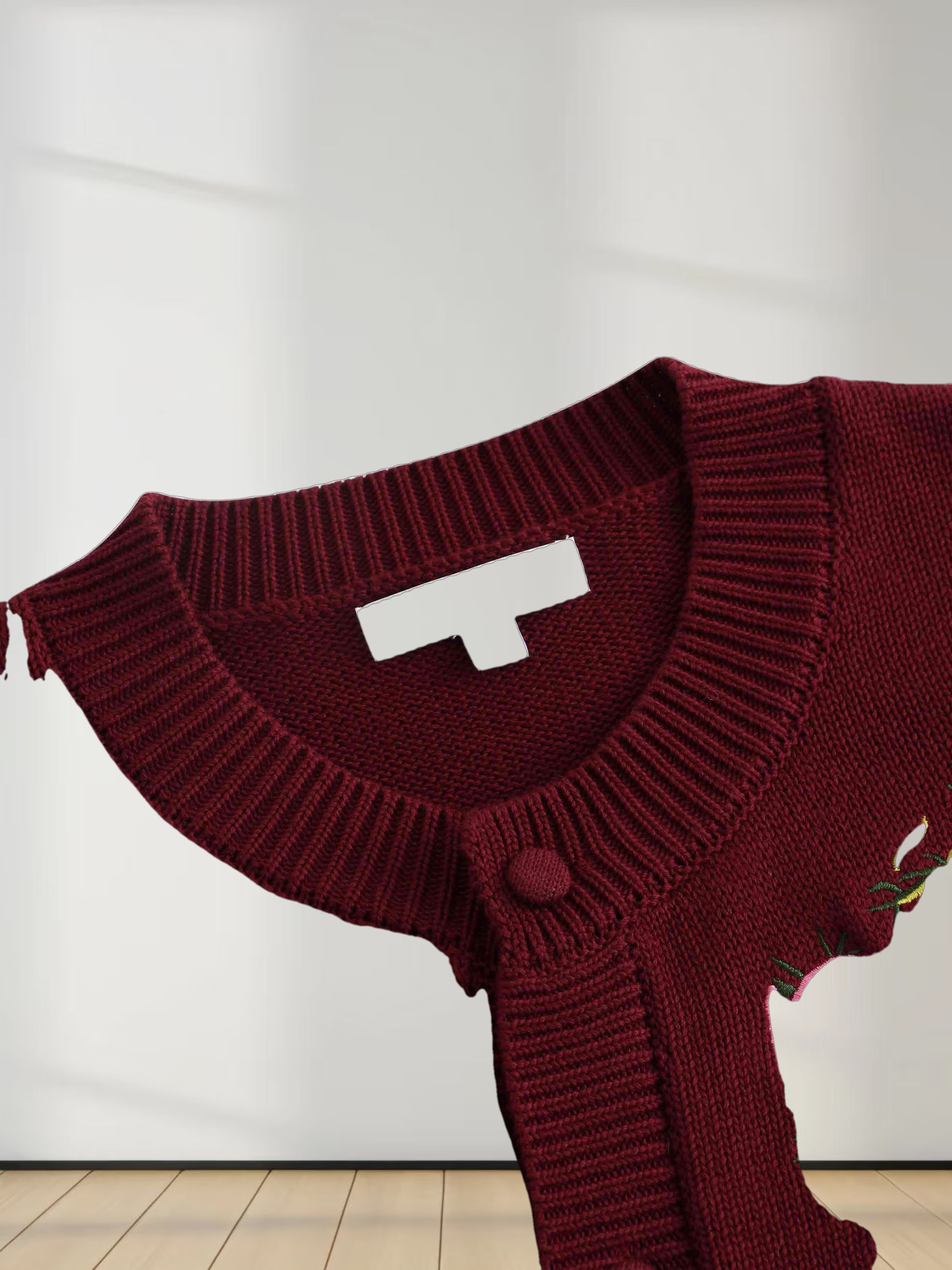 Embroidered Cardigan-Burgundy Floral