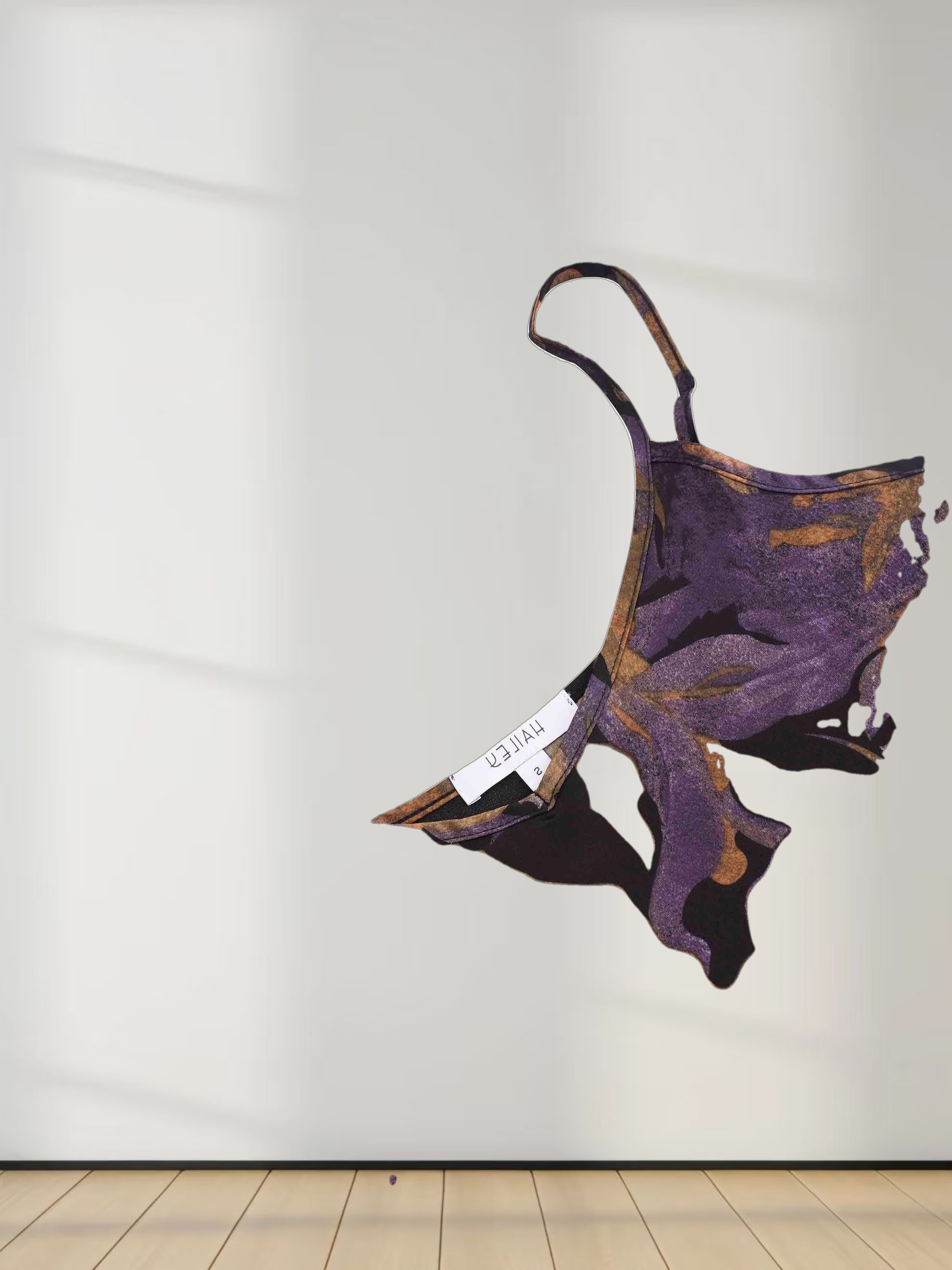 A-Line V Neck Slip Dress-Purple Floral