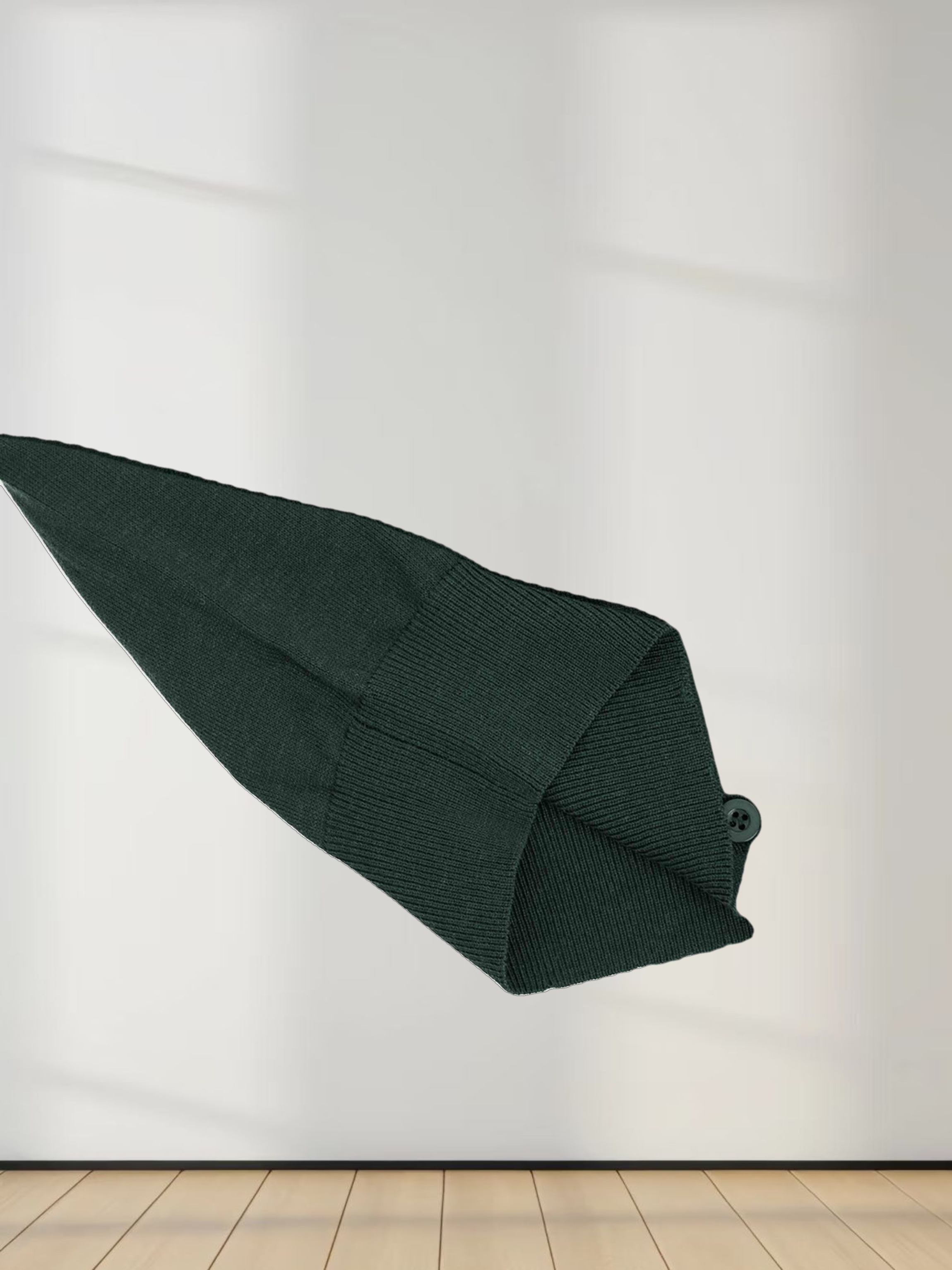 Wool Blend Collared Cardigan-Green