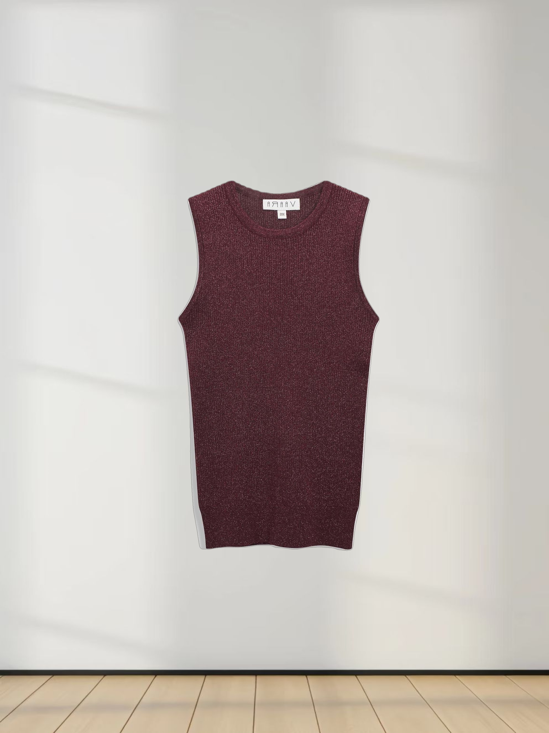 Lurex Sleeveless Sweater-Heathered Burgundy