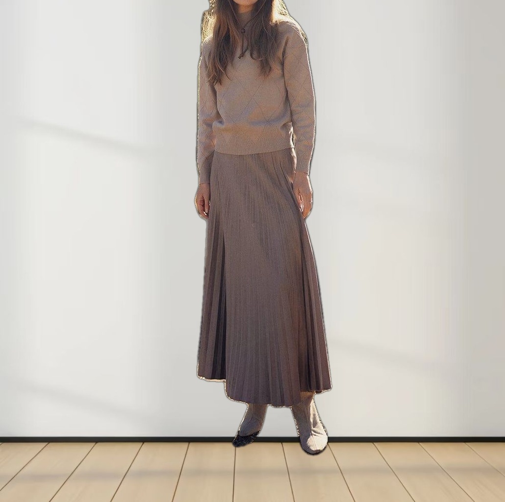 Pleated Faux Suede Skirt 37