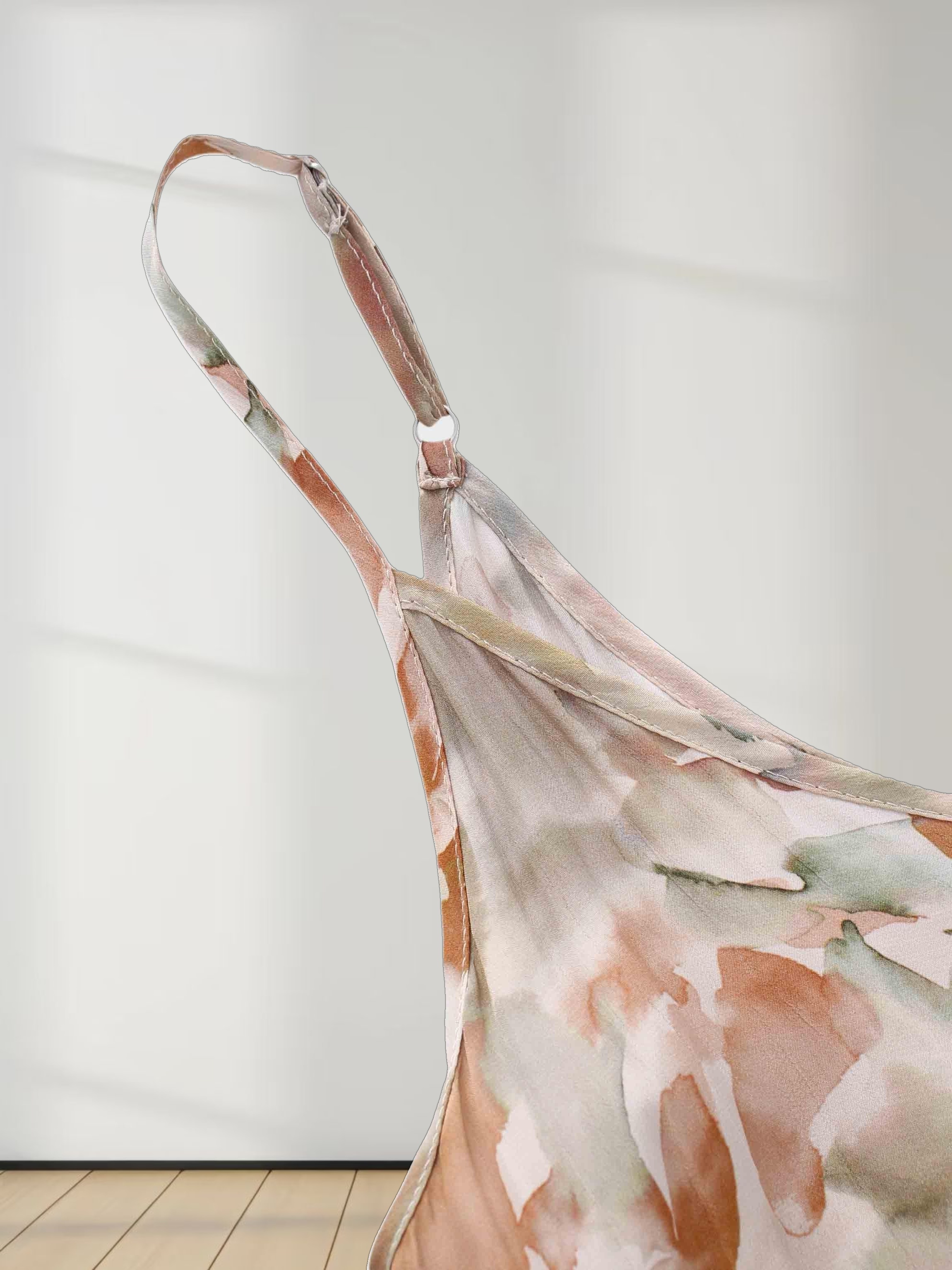 Printed V-Neck Layering Dress-Watercolor Floral