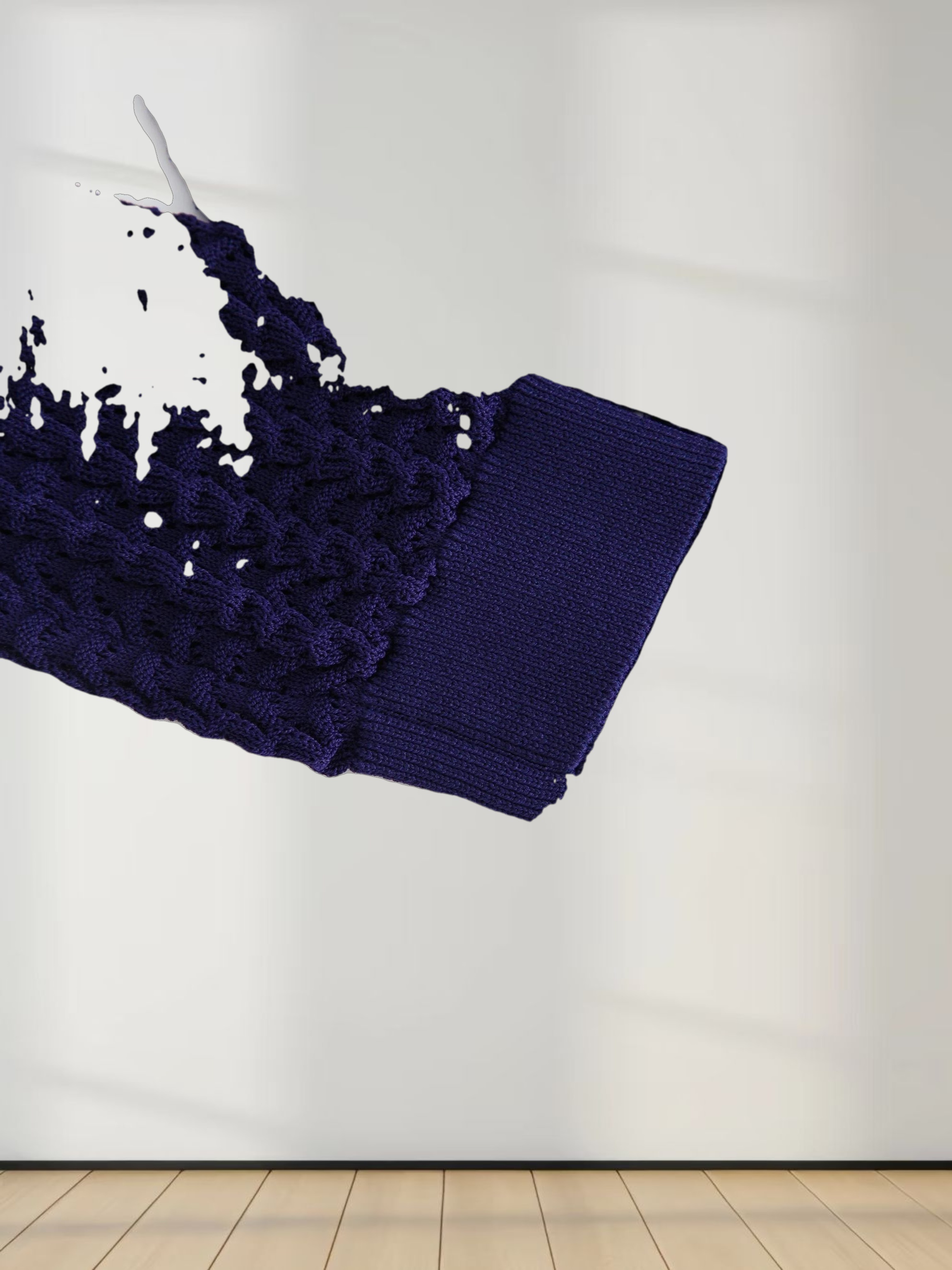 Pointelle Knit Sweater-Navy