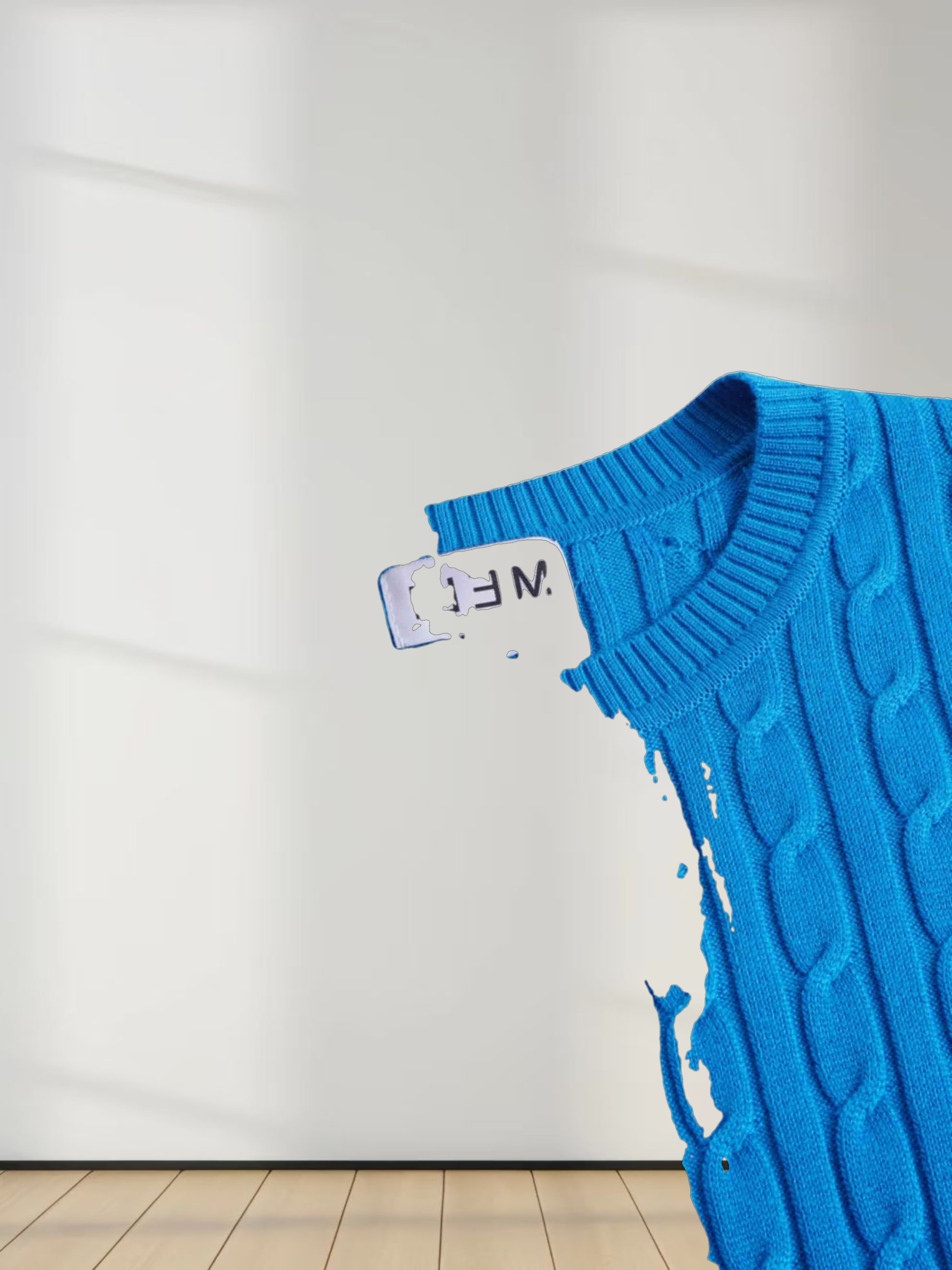 Knit Cable Sweater-Summer Cobalt Blue