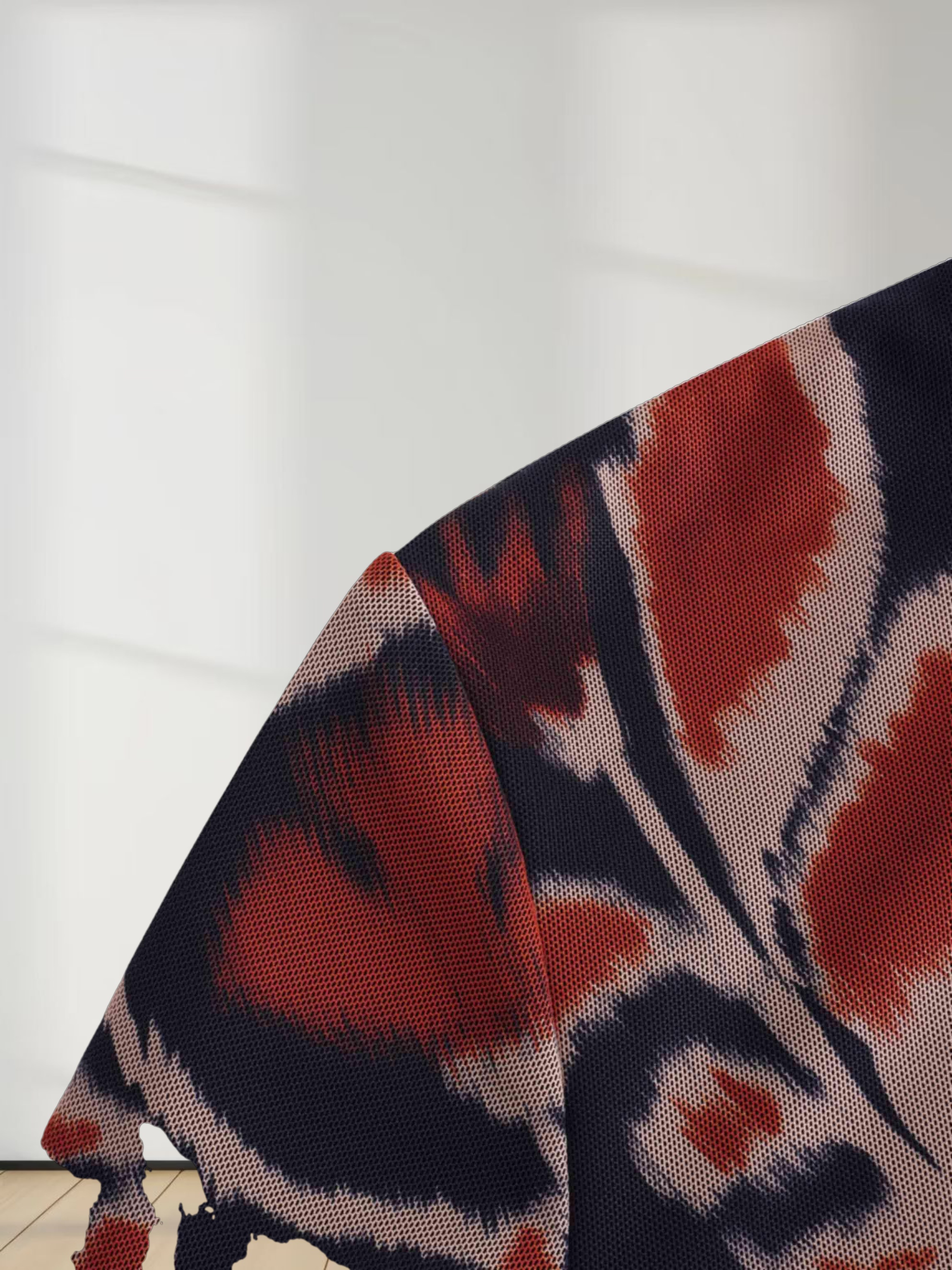 Printed Mesh Turtleneck-Marigold