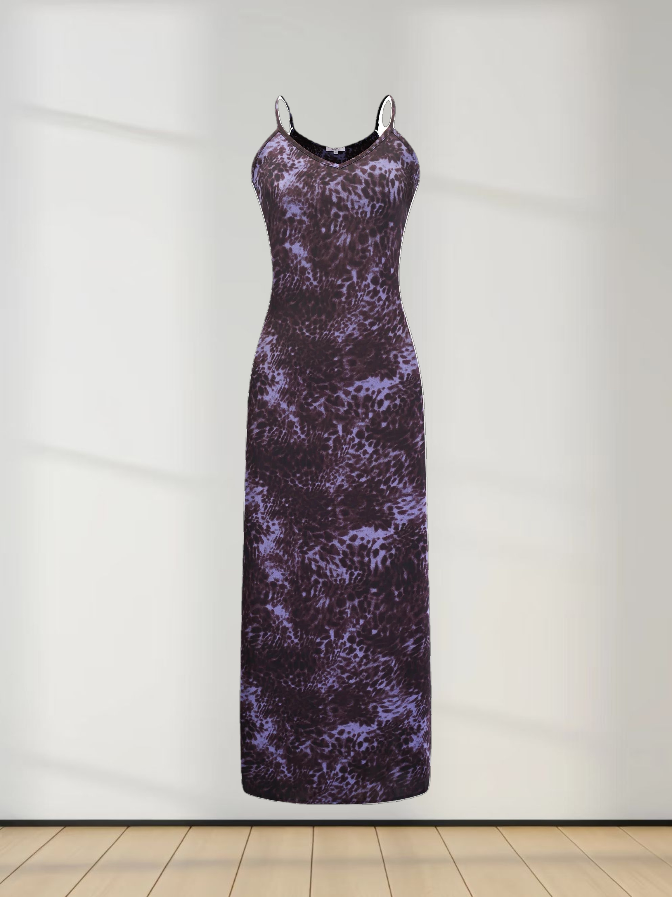 A-Line V Neck Slip Dress-Purple Pebbles