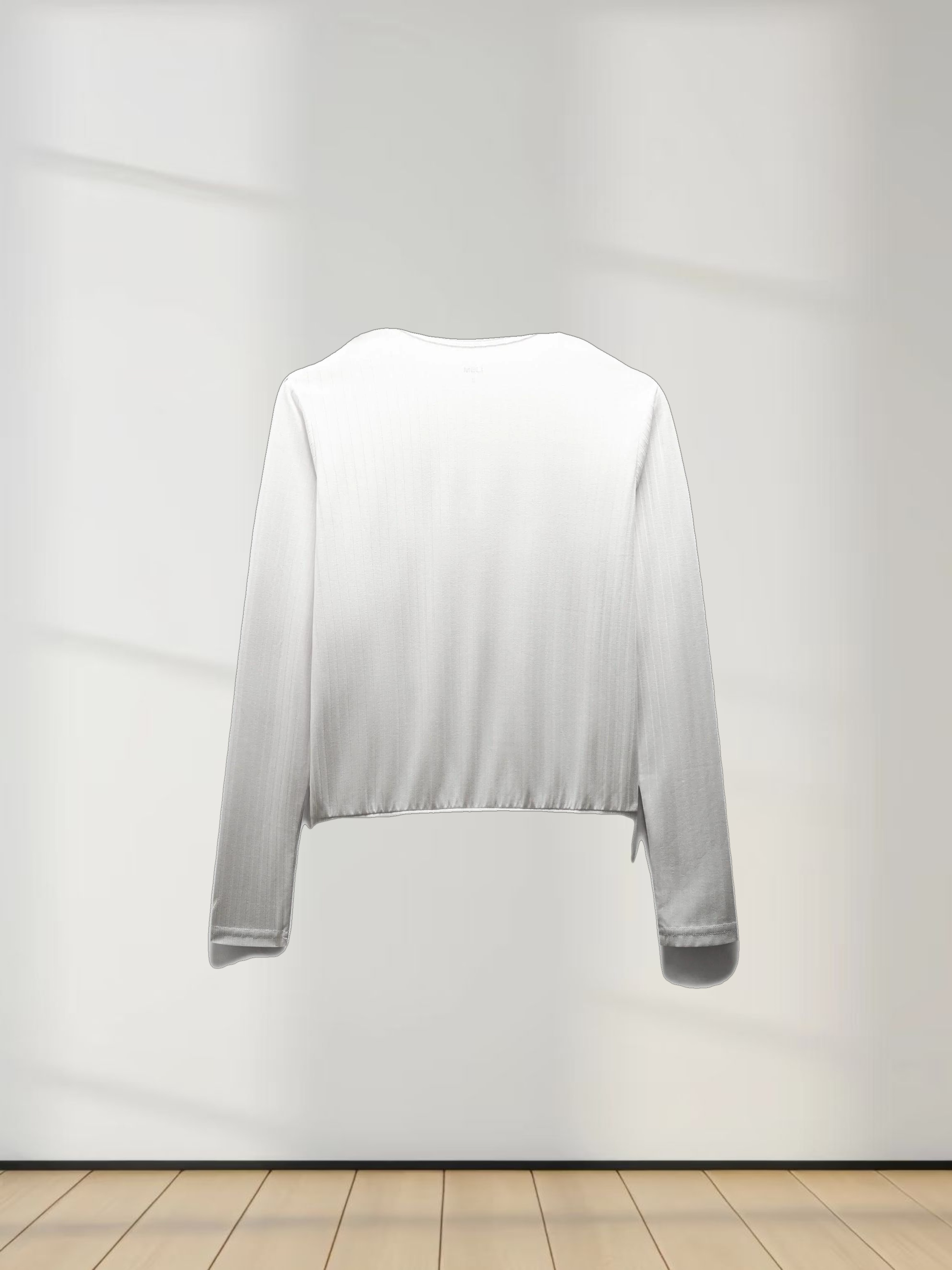 Ribbed High V Bomber-White