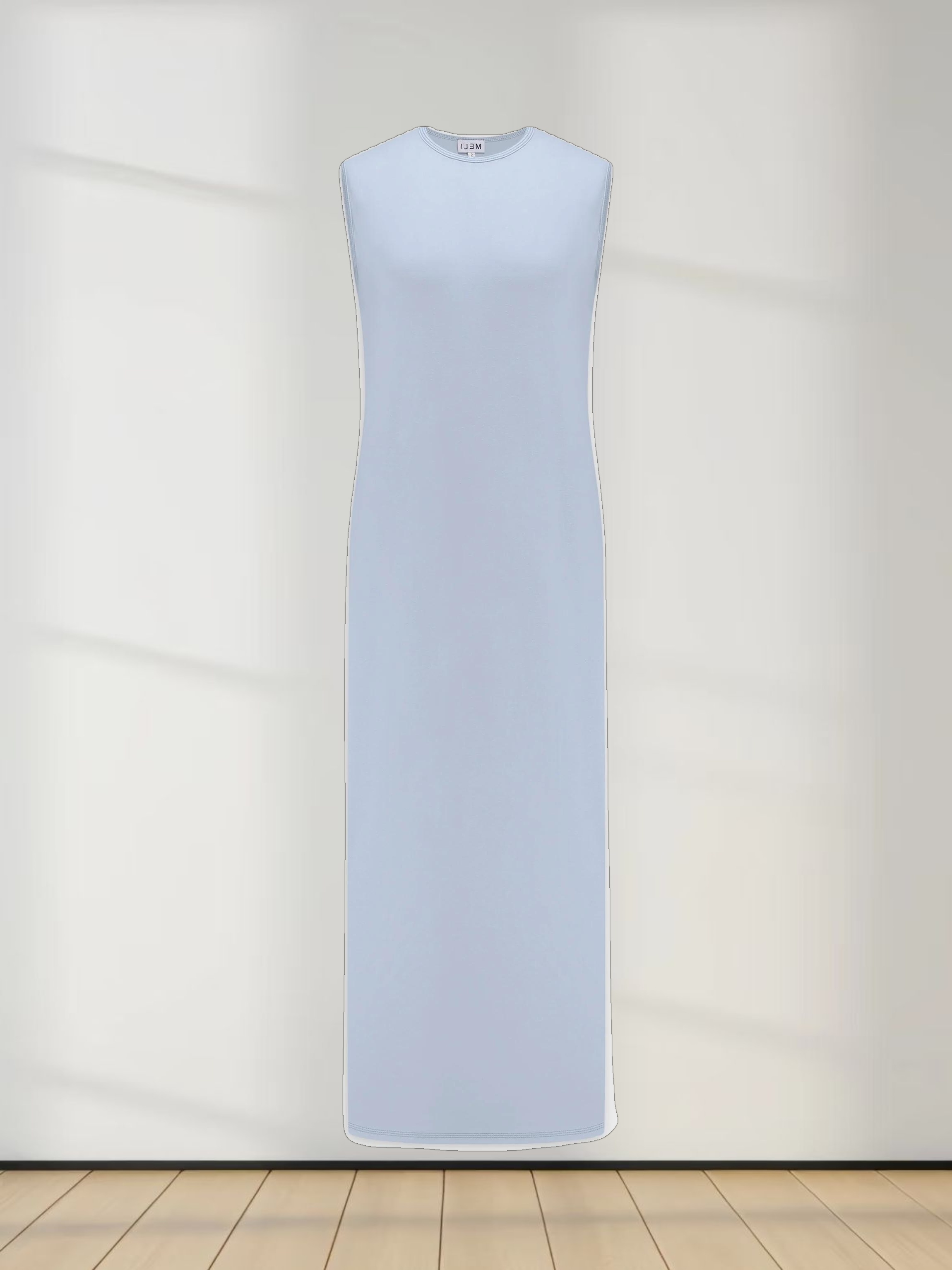 Basic T-Shirt Slip Dress-Light Blue