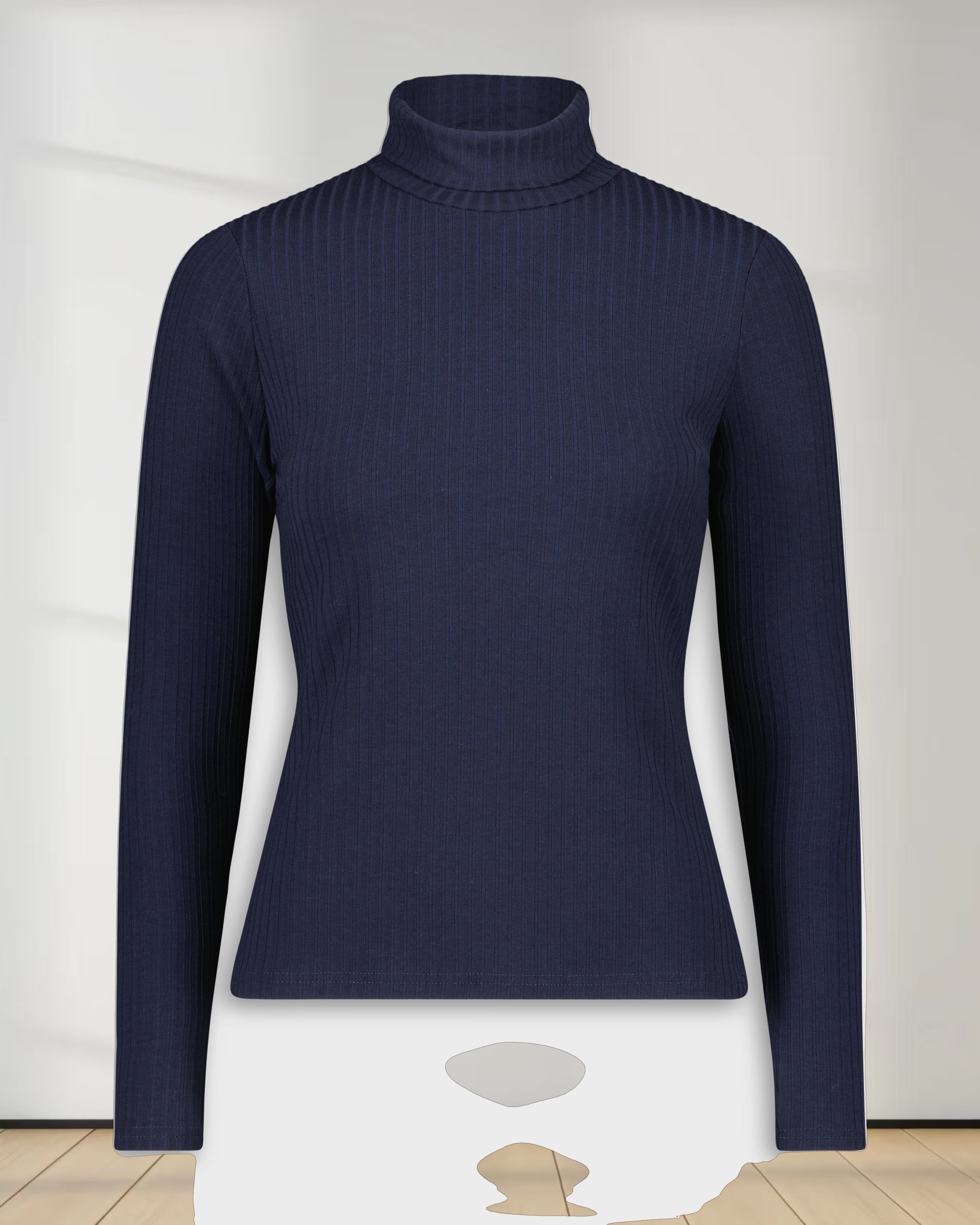 WIDE RIBBED TURTLENECK-NAVY