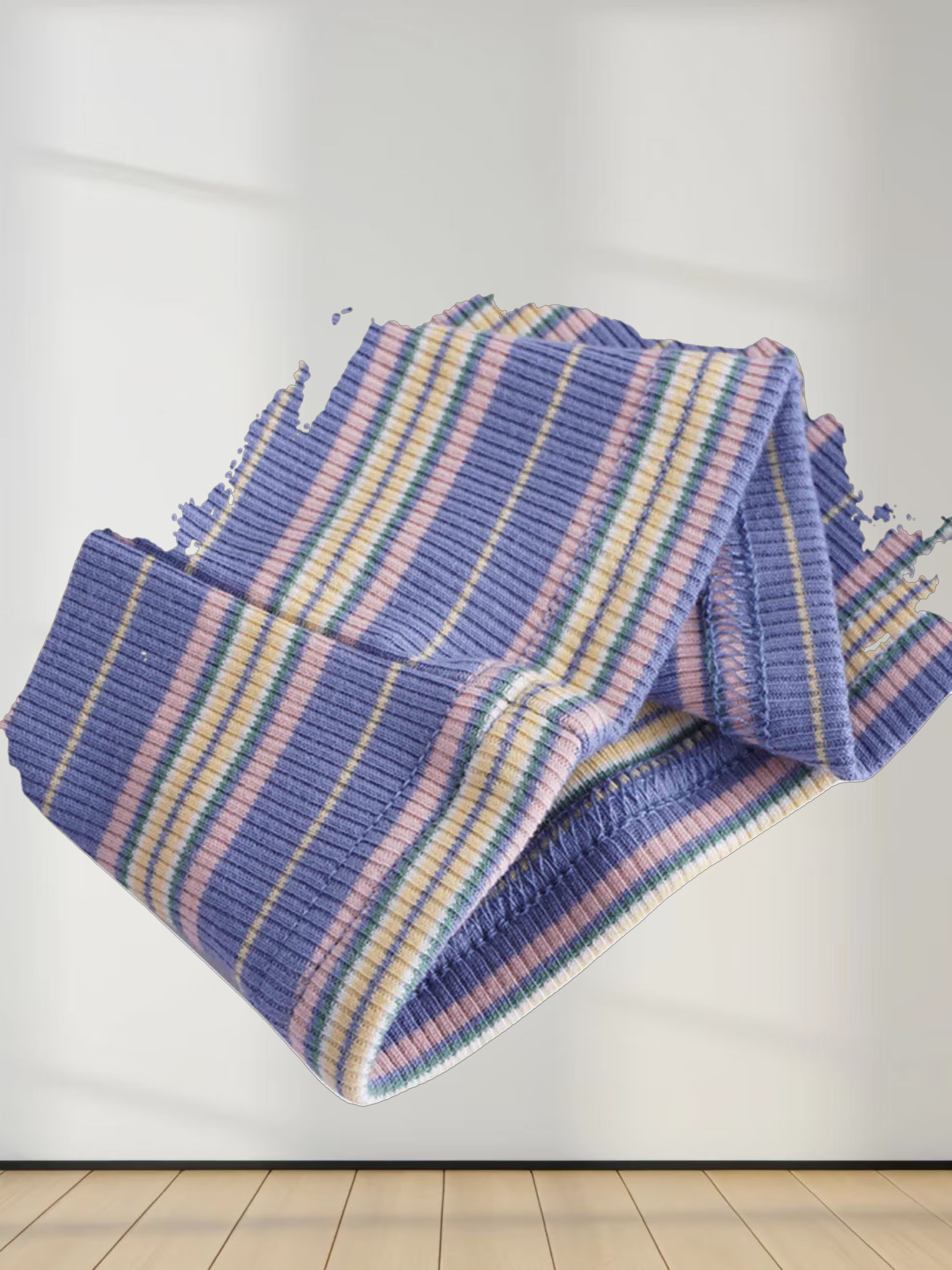 Striped Wrap Tee-Blue