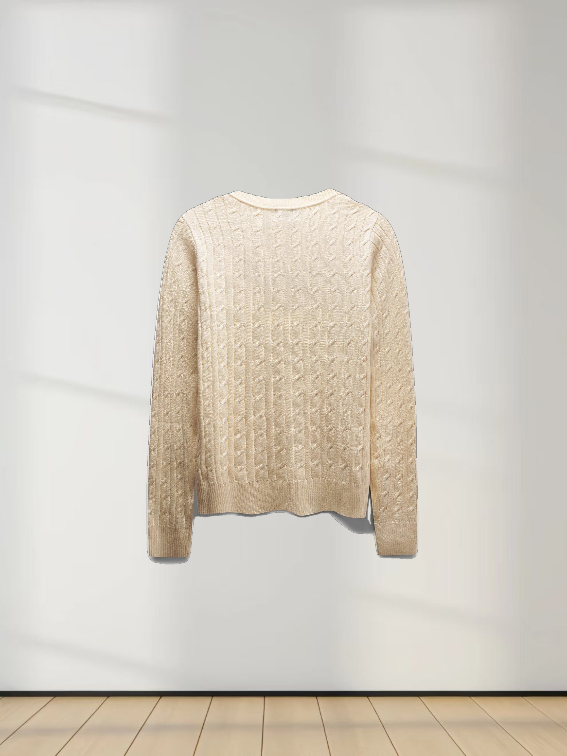 Knit Cable Sweater-Pale Yellow