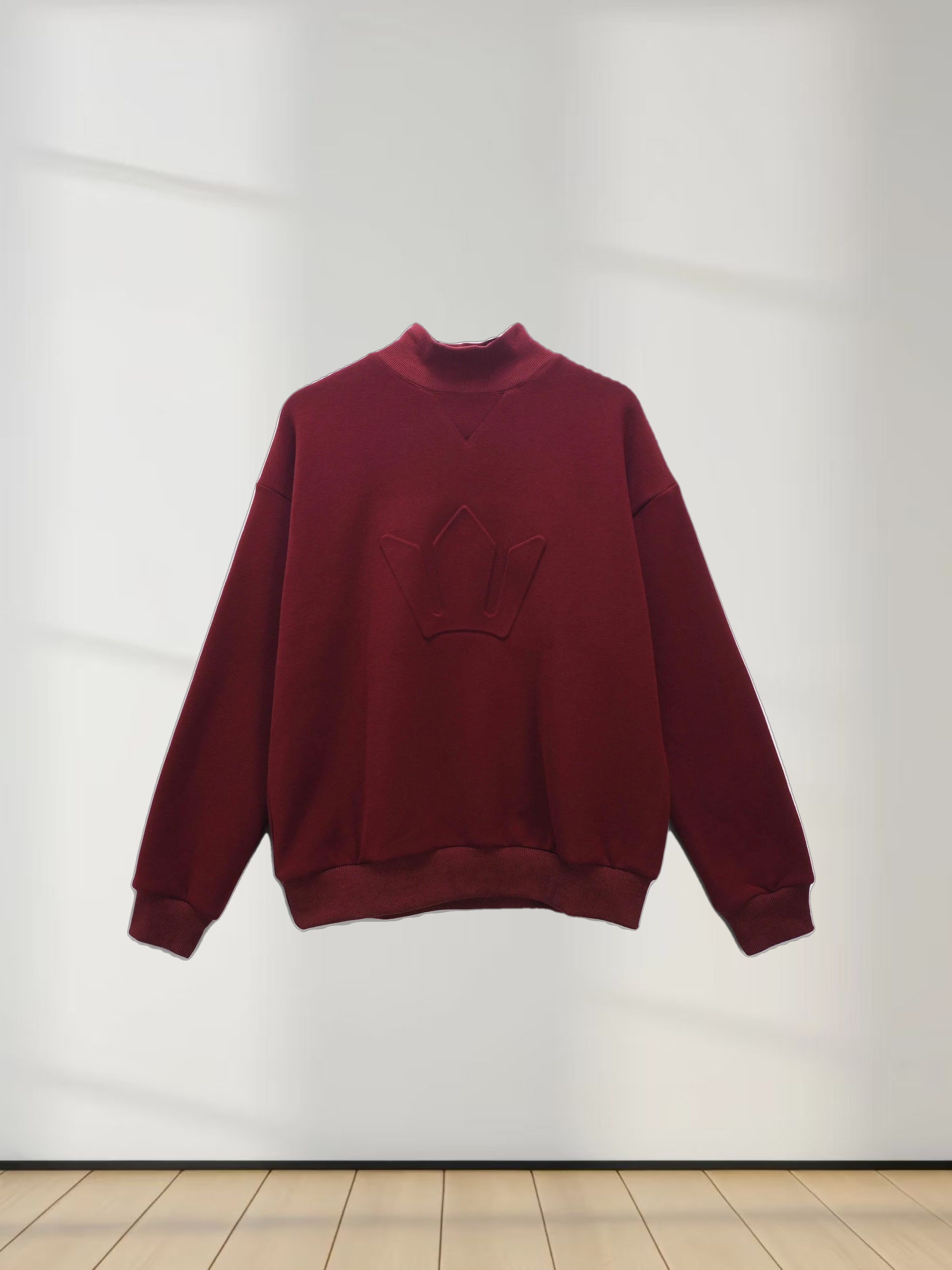 Embossed Crown Sweatshirt-Burgundy